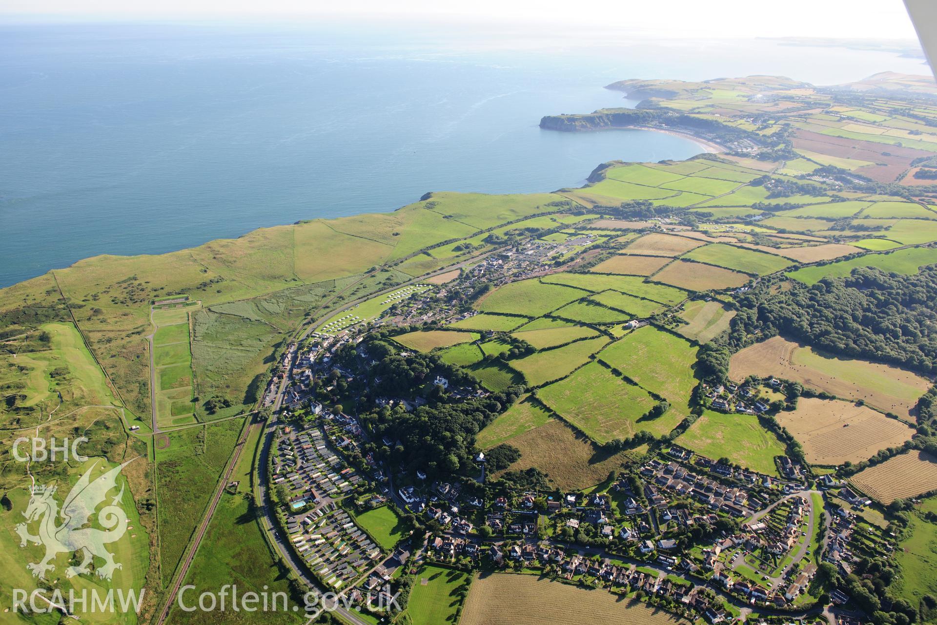 RCAHMW colour oblique photograph of Penally village. Taken by Toby Driver on 24/07/2012.