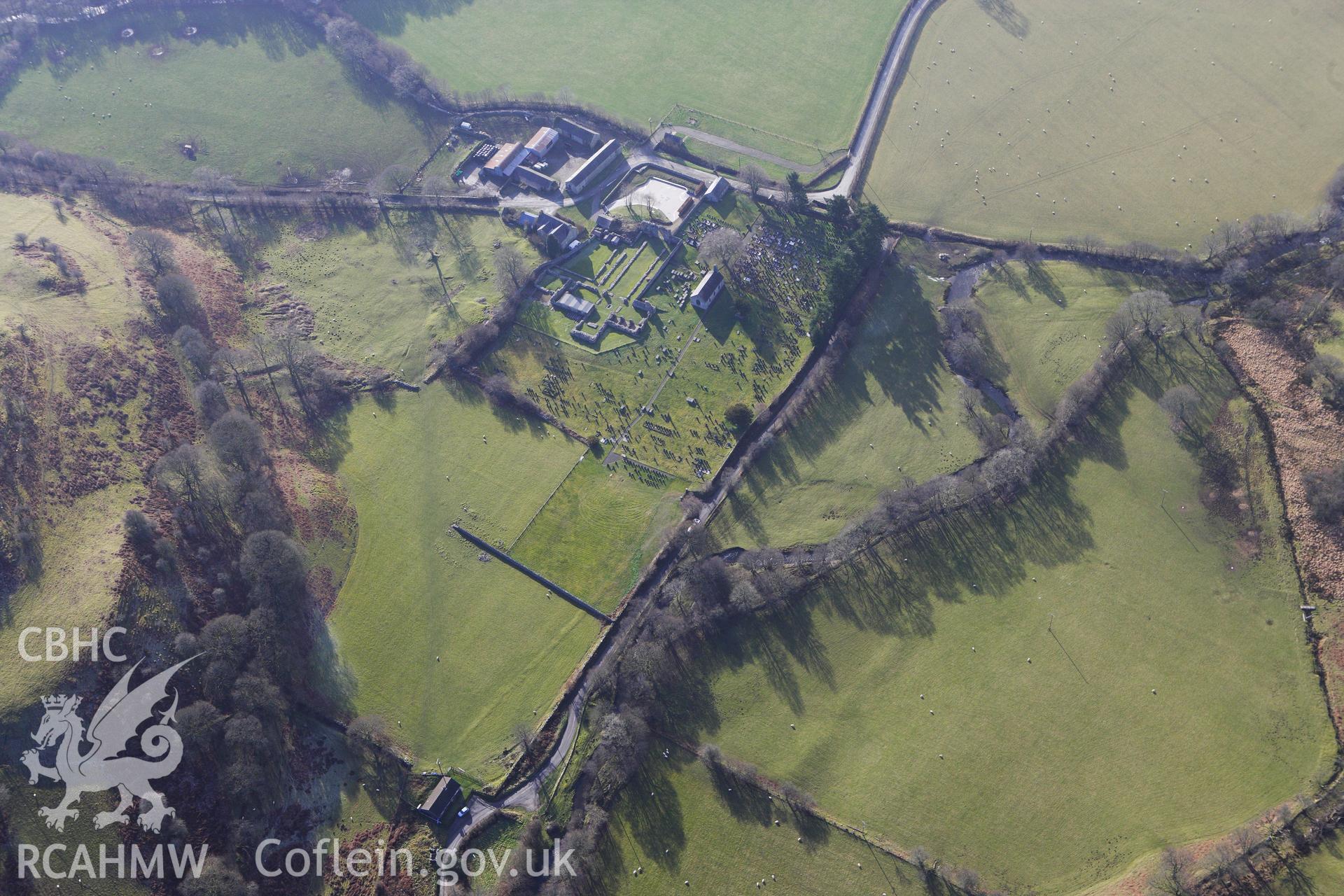 RCAHMW colour oblique photograph of Strata Florida Abbey. Taken by Toby Driver on 07/02/2012.