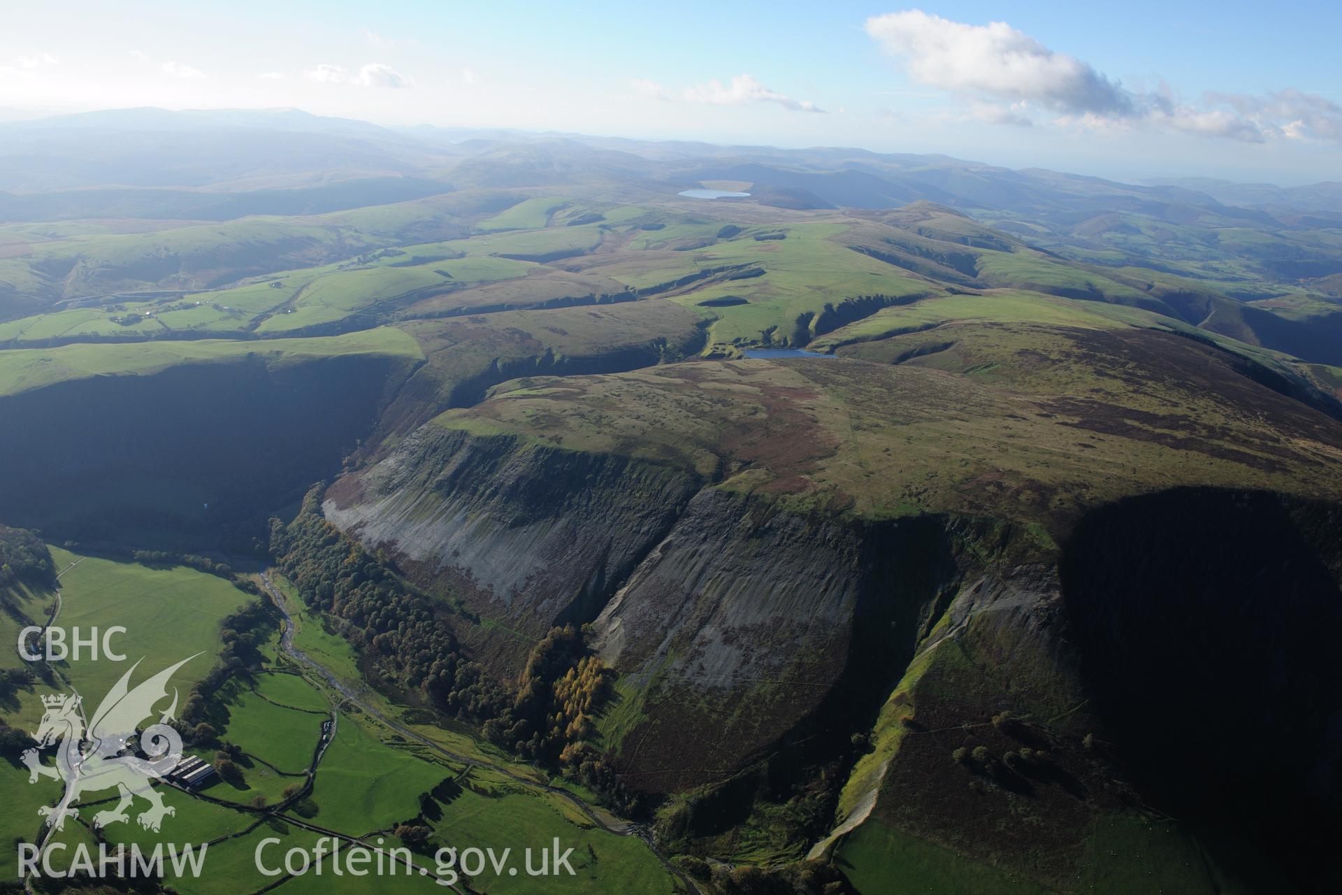 RCAHMW colour oblique photograph of Dylife Gorge, landscape from north-east. Taken by Toby Driver on 05/11/2012.