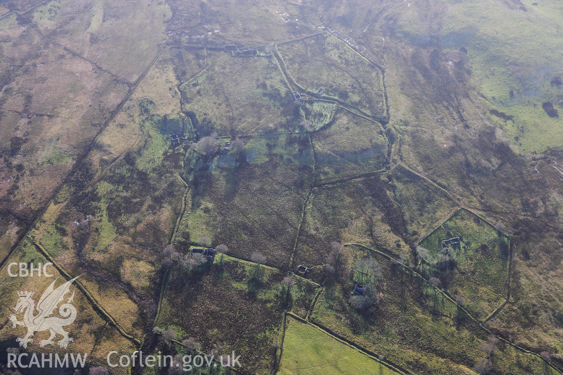 RCAHMW colour oblique photograph of House Pen-Cwm, Bryngwyn Bach view from North. Taken by Toby Driver on 07/02/2012.