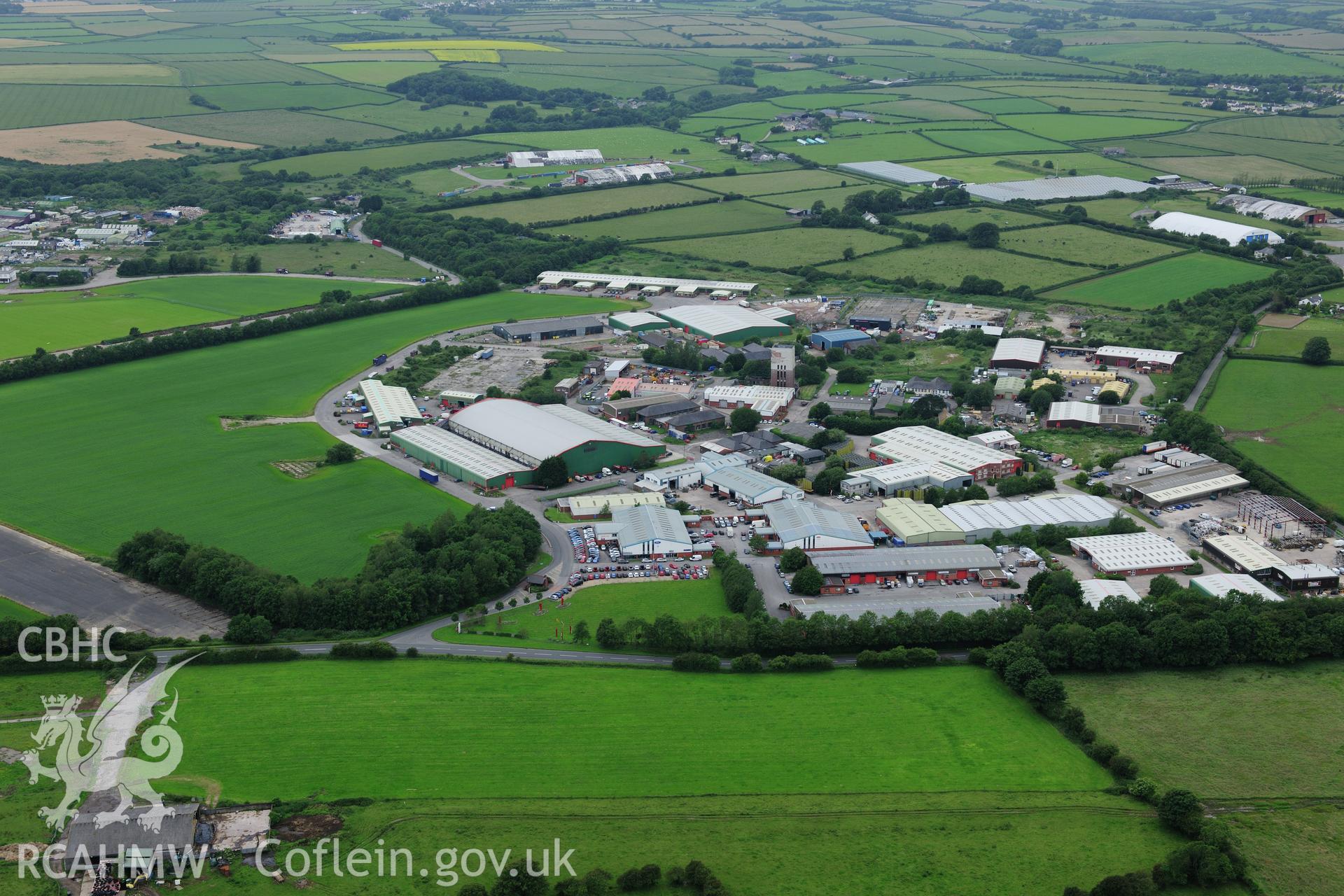 RCAHMW colour oblique photograph of Vale Business Park. Taken by Toby Driver on 05/07/2012.