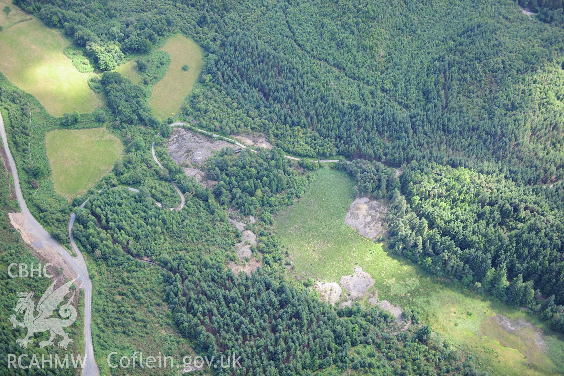 RCAHMW colour oblique photograph of Coed Mawr Pool Mine, viewed from the north. Taken by Toby Driver on 10/08/2012.