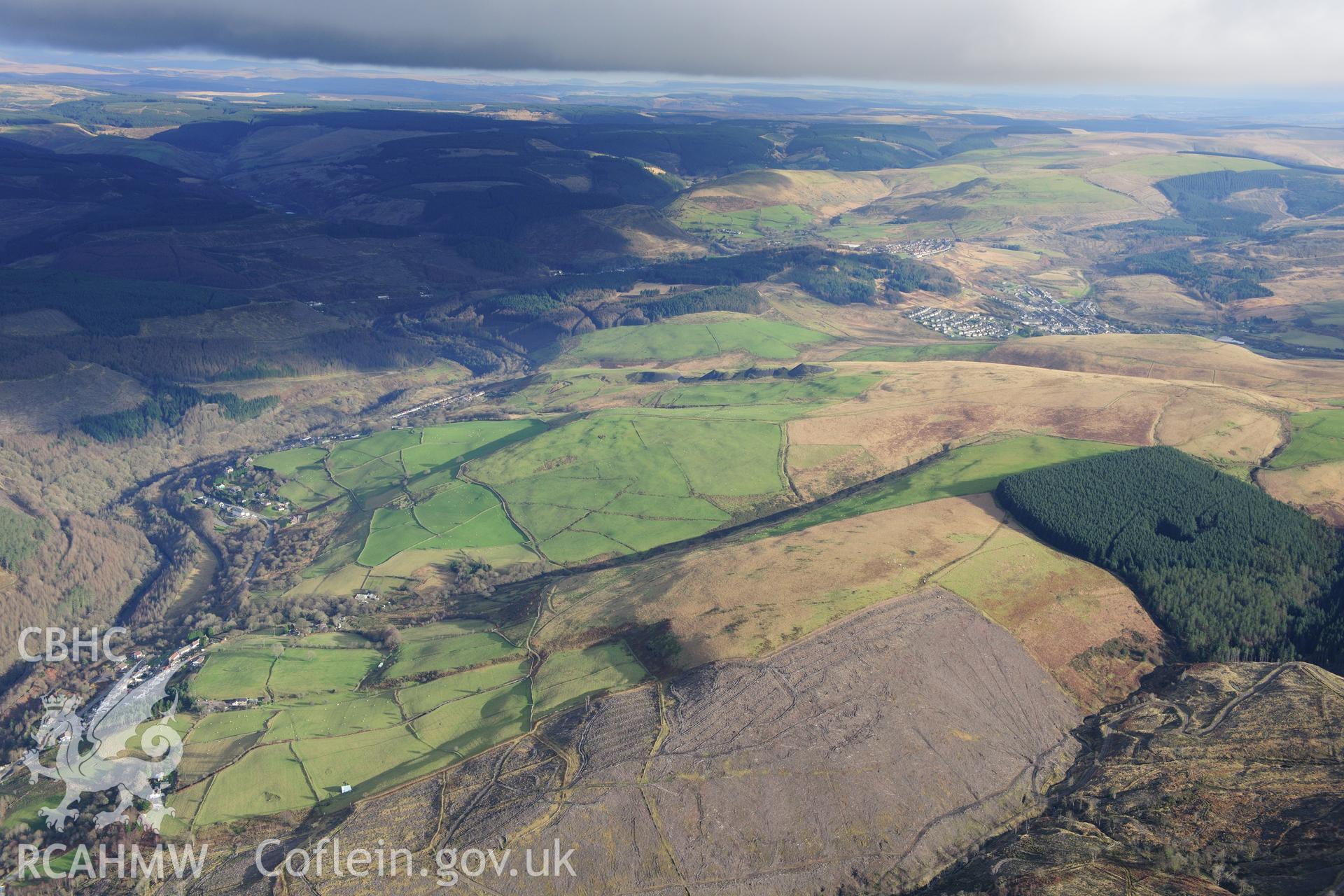 RCAHMW colour oblique photograph of Cynonville, landscape from west. Taken by Toby Driver on 28/11/2012.