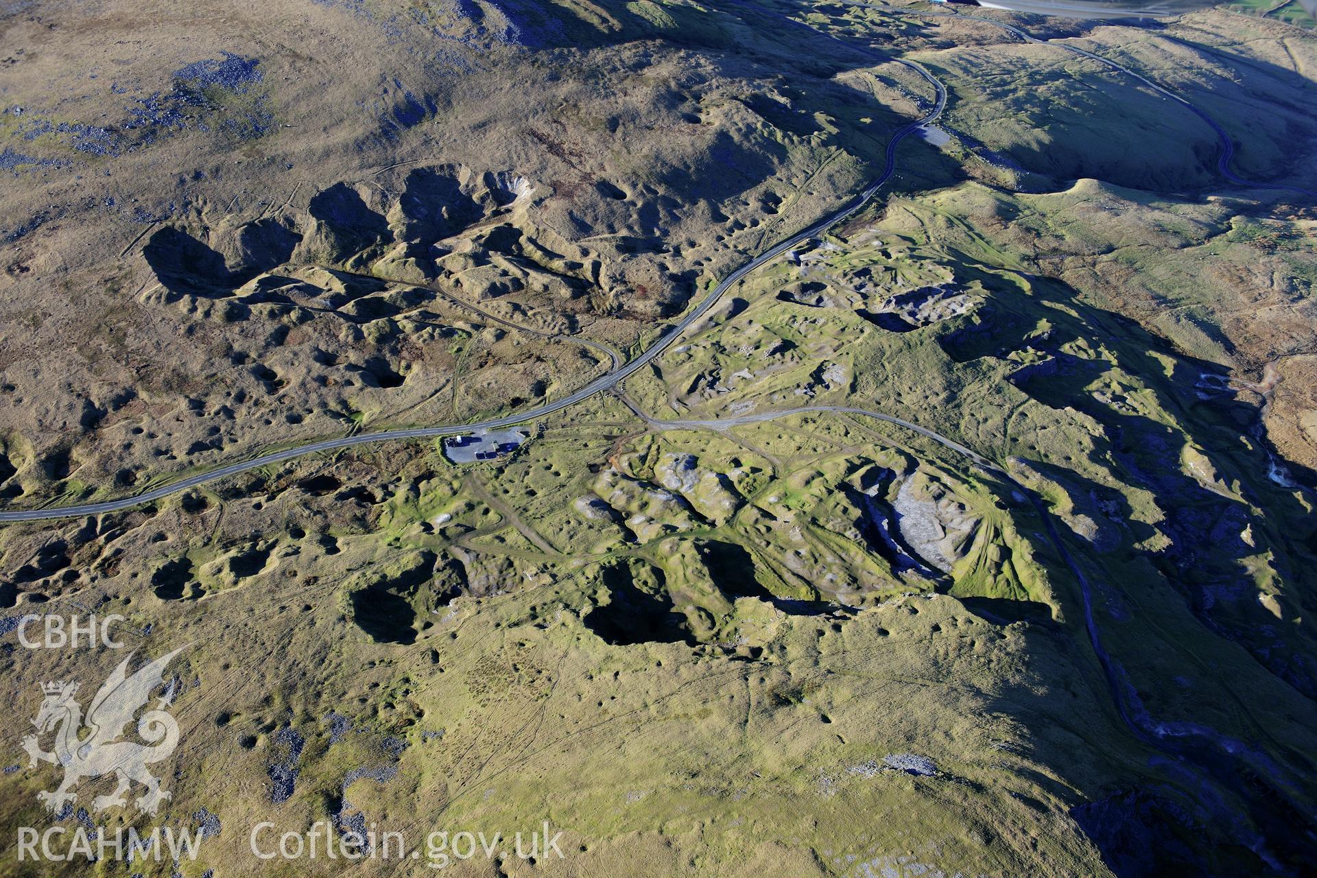 RCAHMW colour oblique photograph of Foel Fawr quarry complex. Taken by Toby Driver on 28/11/2012.