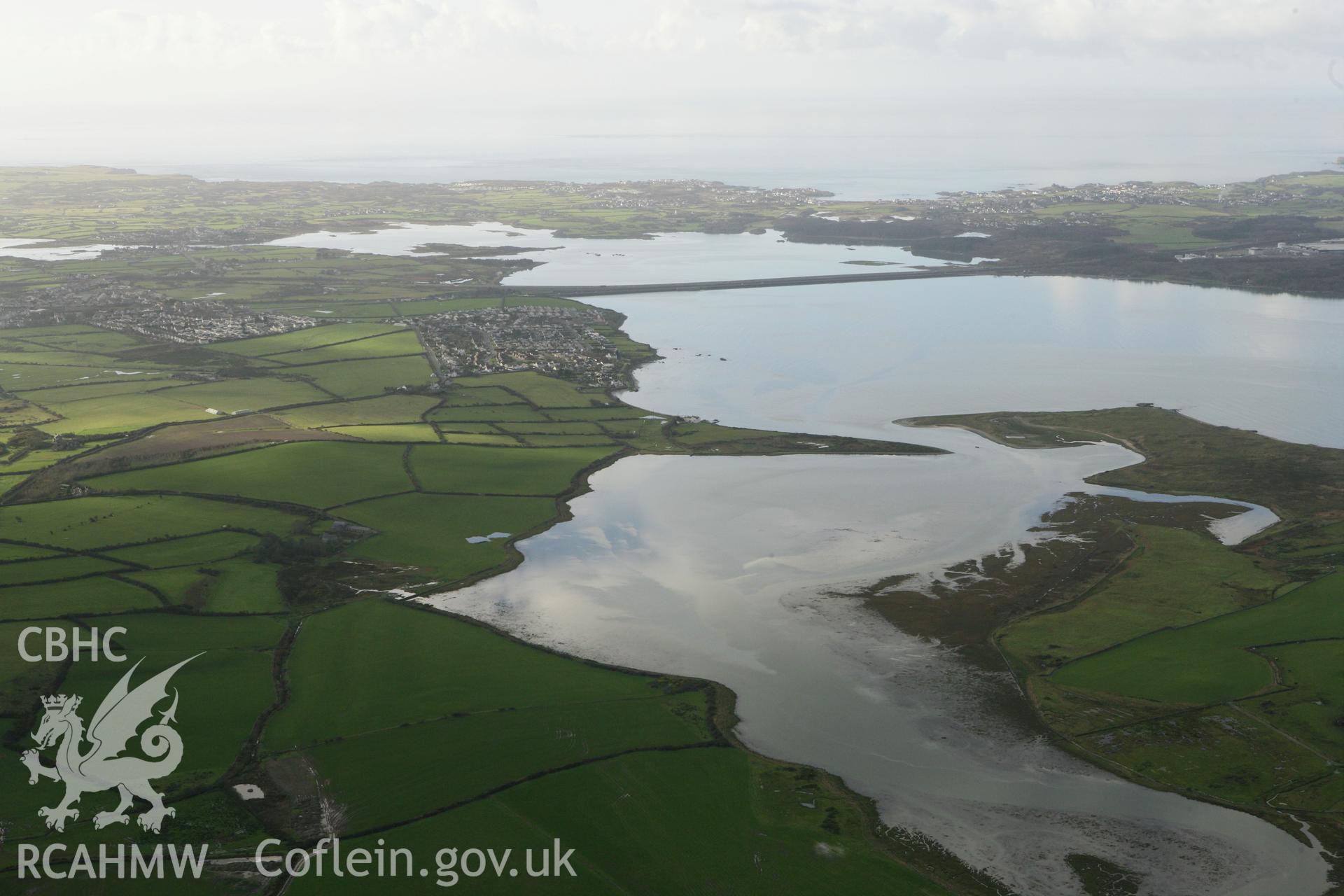 RCAHMW colour oblique photograph of Newlands Fish Trap, view from north-west. Taken by Toby Driver on 13/01/2012.