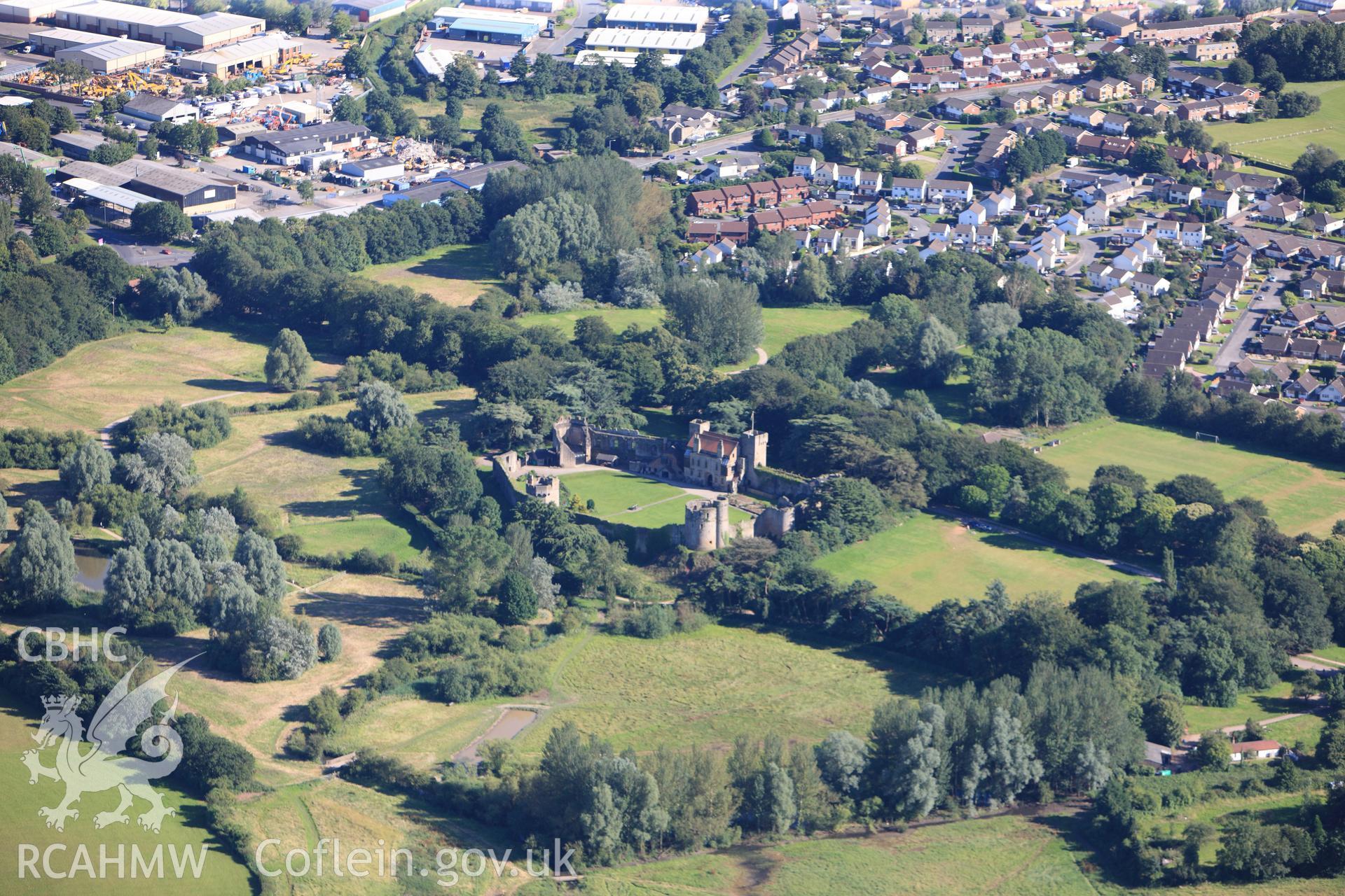 RCAHMW colour oblique photograph of Caldicot Castle. Taken by Toby Driver on 24/07/2012.