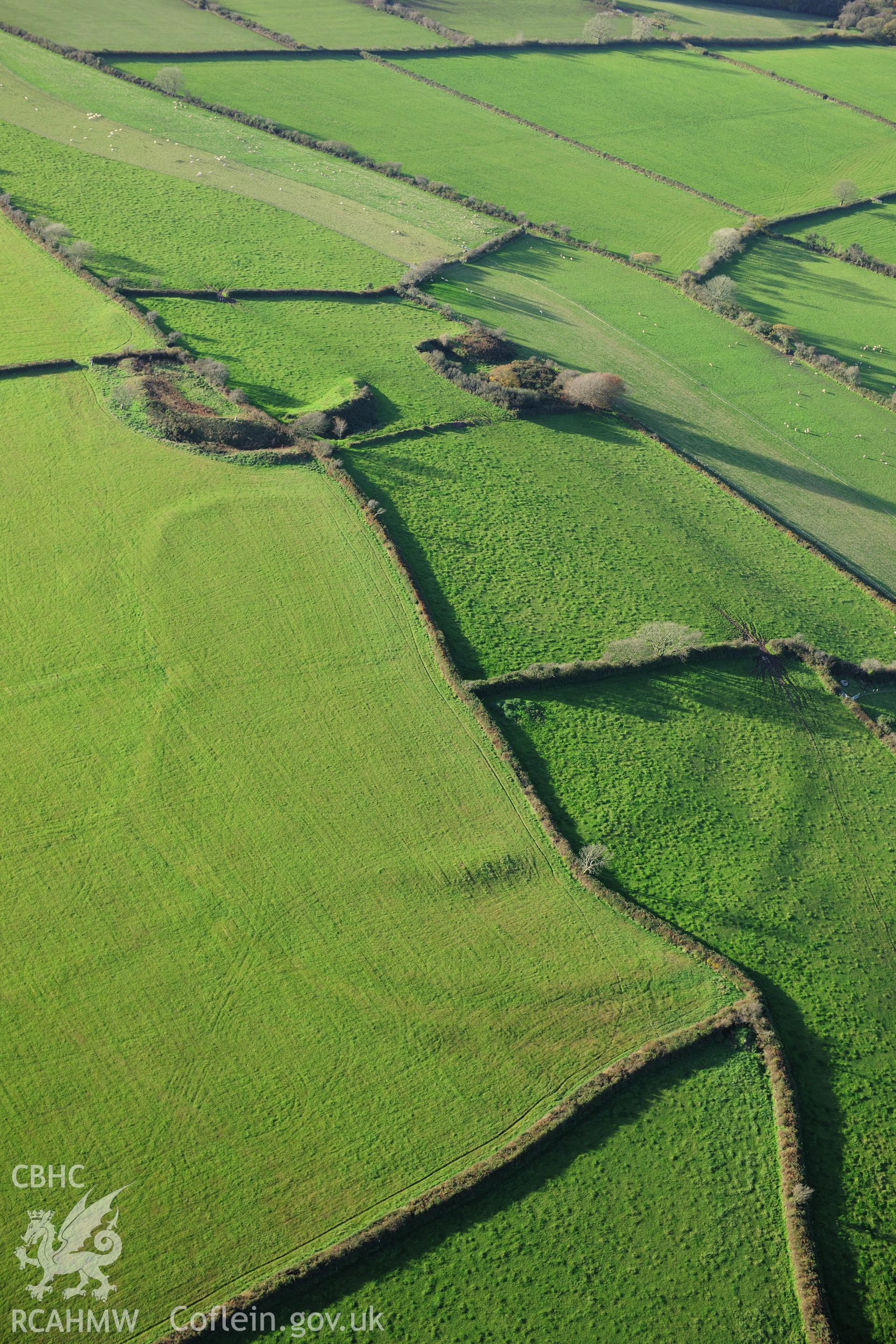 RCAHMW colour oblique photograph of Castell Meherin Fort. Taken by Toby Driver on 26/10/2012.