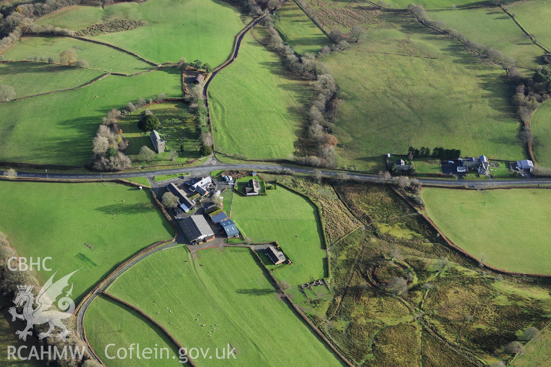 RCAHMW colour oblique photograph of Llanafan Fawr. Taken by Toby Driver on 23/11/2012.