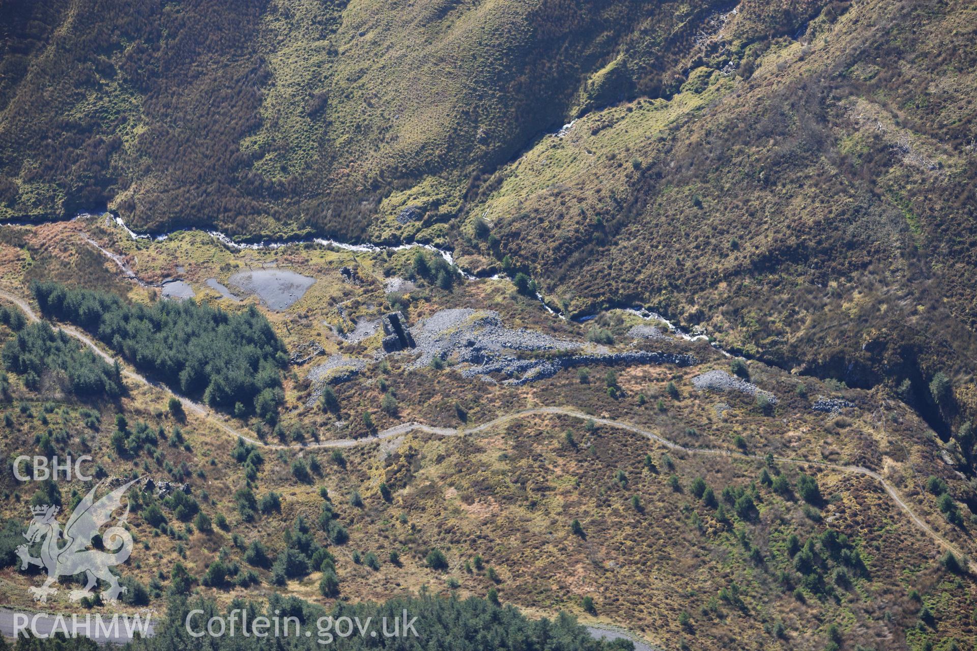 RCAHMW colour oblique photograph of Nant-yr-Eira mine. Taken by Toby Driver on 05/11/2012.