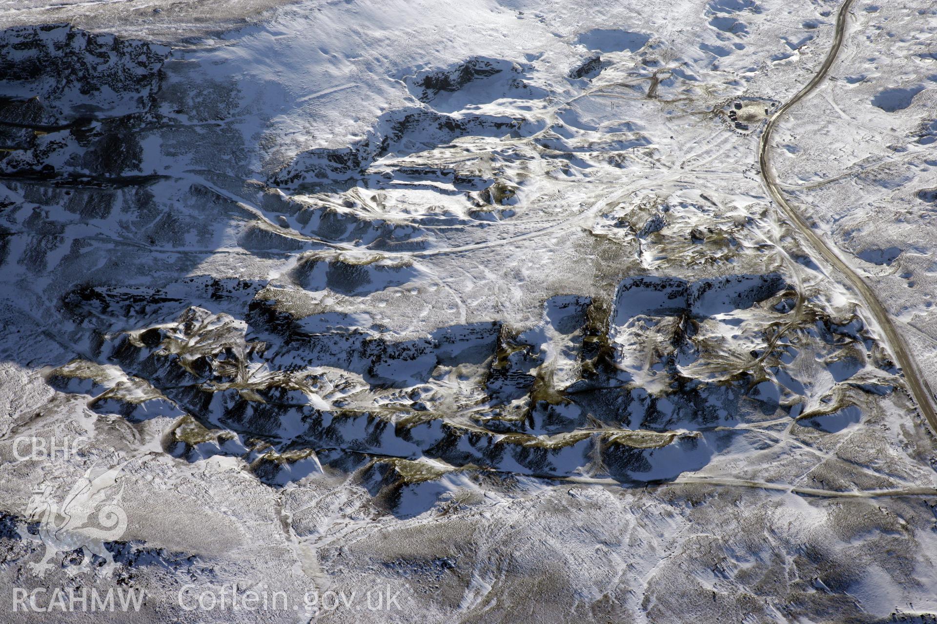 RCAHMW colour oblique photograph of Foel Fawr Quarry Complex. Taken by Toby Driver on 02/02/2012.