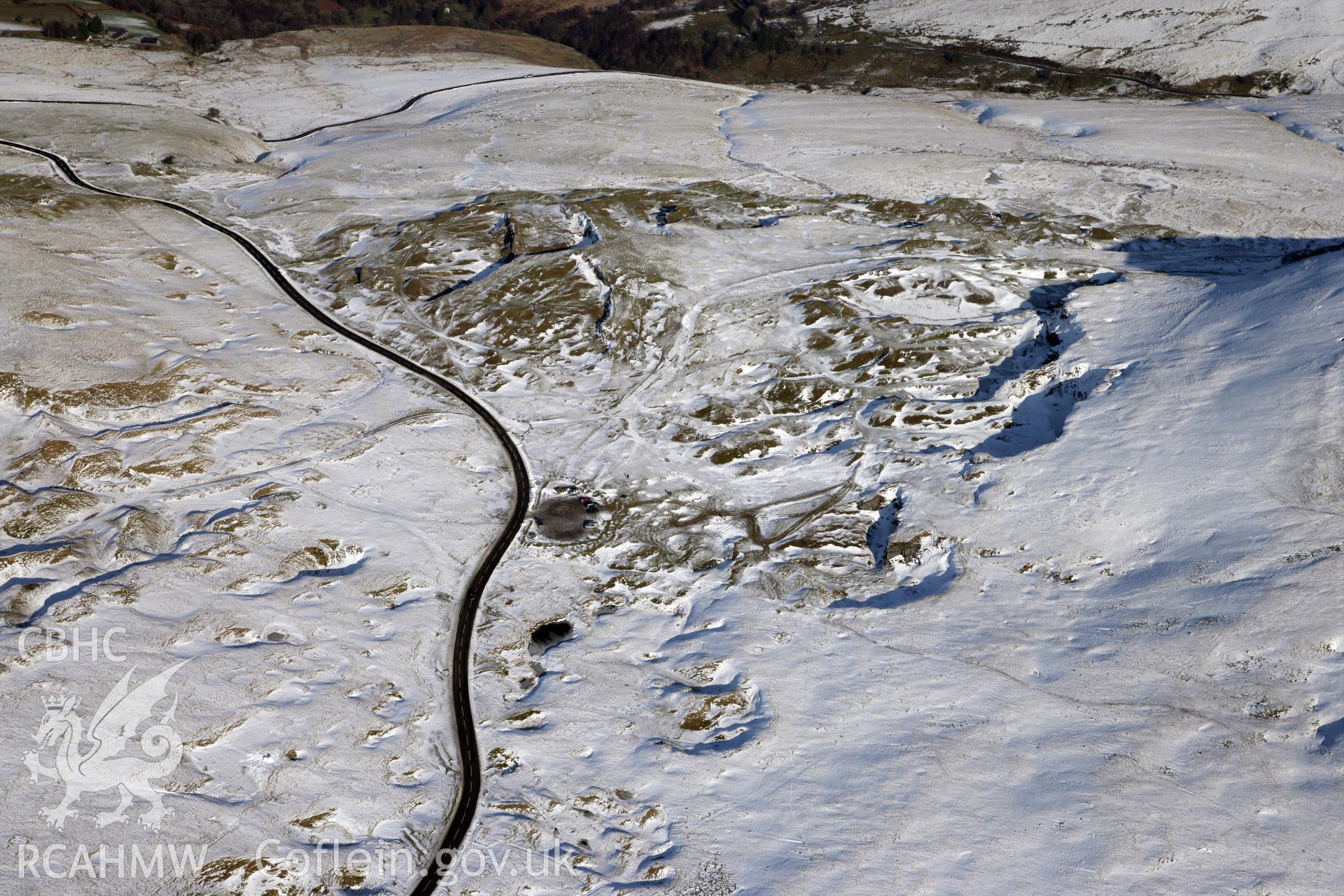 RCAHMW colour oblique photograph of Foel Fawr Quarry Complex. Taken by Toby Driver on 02/02/2012.