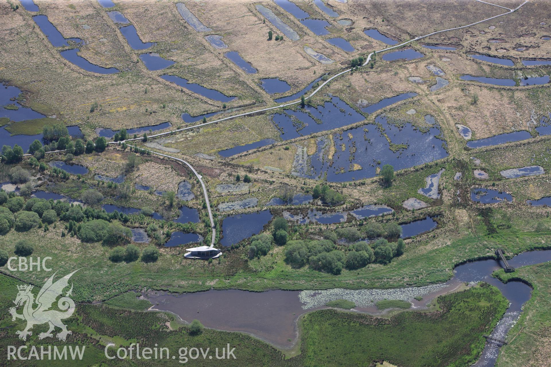 RCAHMW colour oblique photograph of Cors Caron National Nature Reserve, visitor centre. Taken by Toby Driver on 28/05/2012.