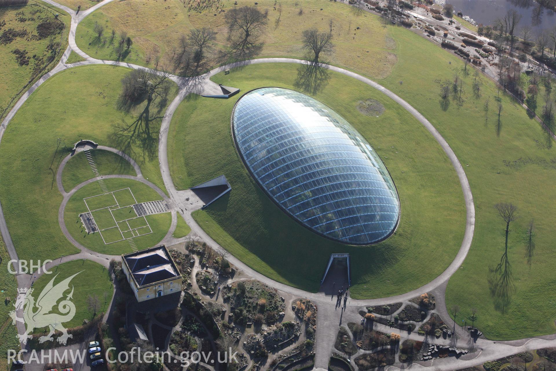 RCAHMW colour oblique photograph of The Great Glasshouse, The National Botanic Garden of Wales. Taken by Toby Driver on 27/01/2012.