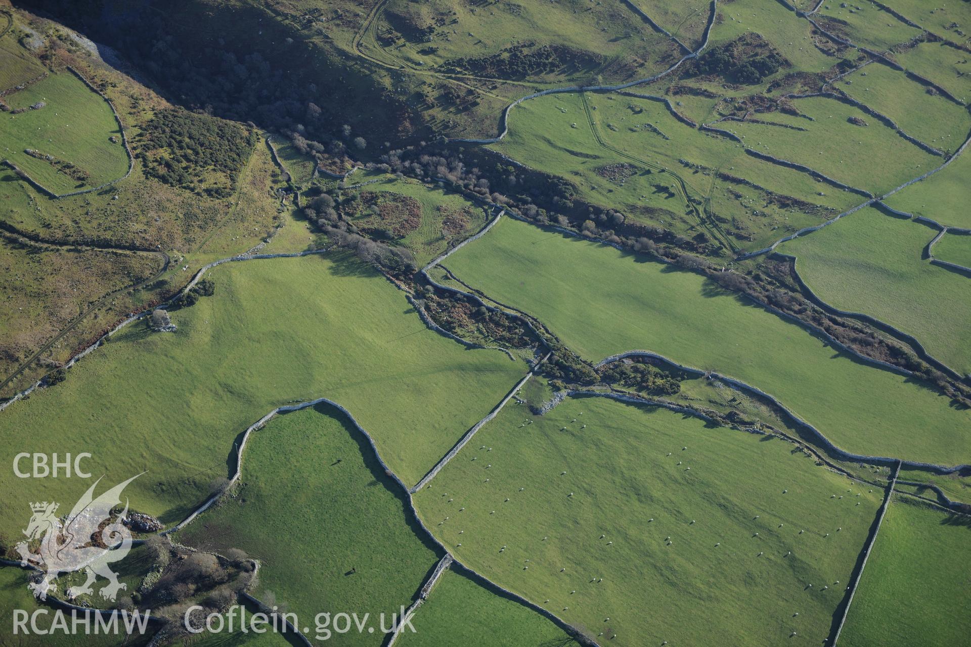 RCAHMW colour oblique photograph of Cae Gwyn, settlement and field system, denuded remains. Taken by Toby Driver on 10/12/2012.