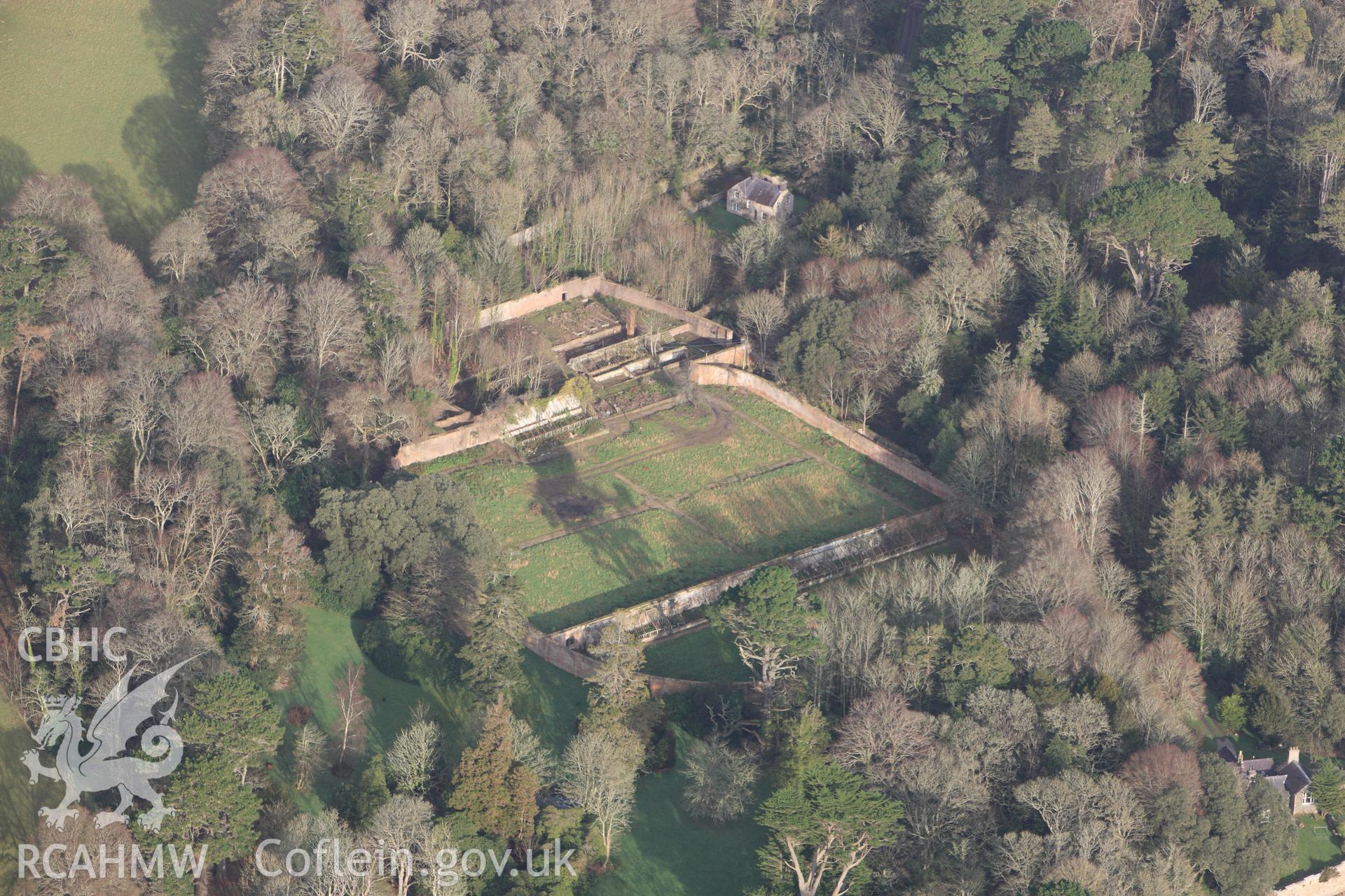 RCAHMW colour oblique photograph of Bodorgan gardens. Taken by Toby Driver on 13/01/2012.