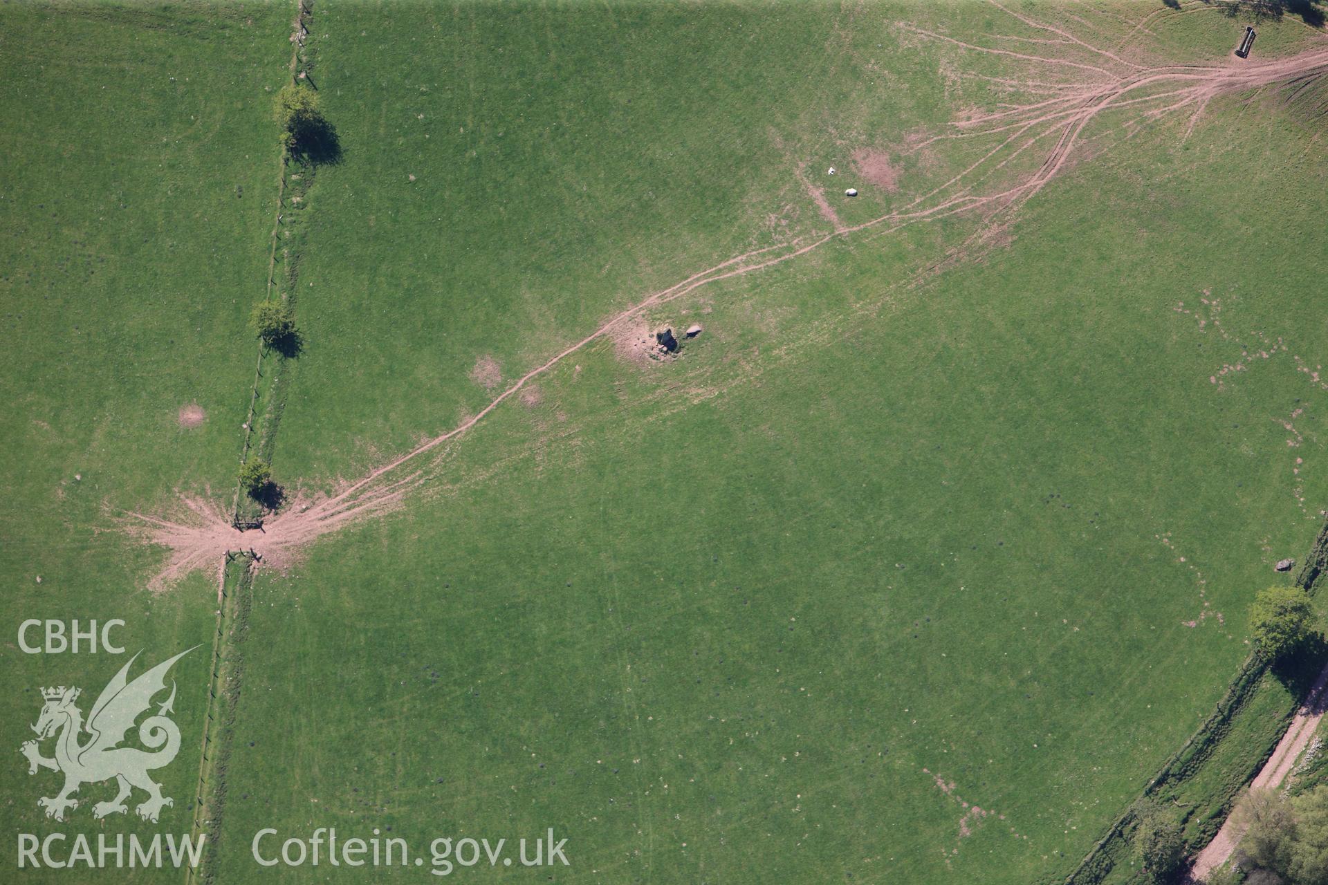 RCAHMW colour oblique photograph of Troed rhiw fer, stone pair. Taken by Toby Driver on 22/05/2012.