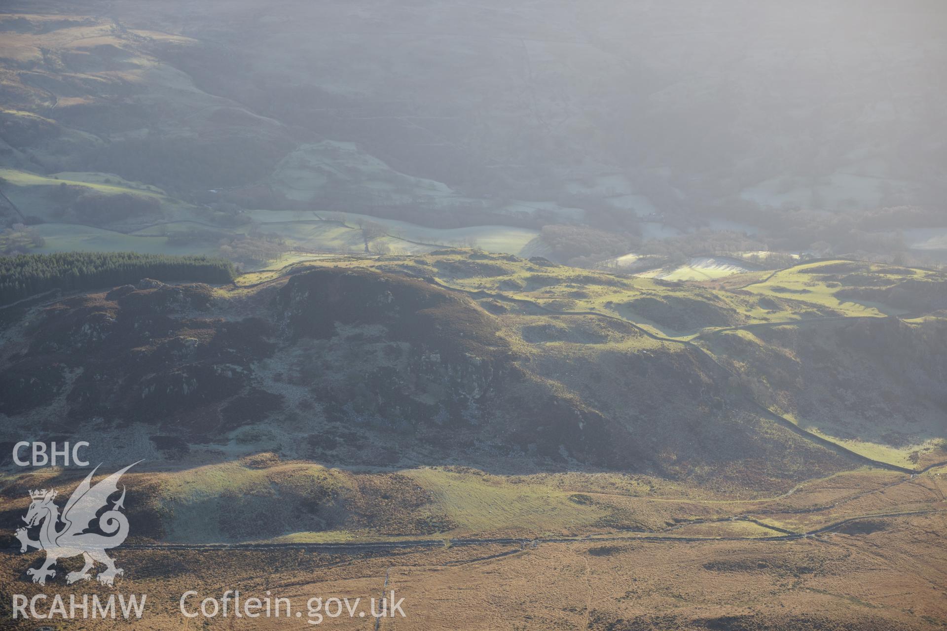 RCAHMW colour oblique photograph of Tal y Waen cairns. Taken by Toby Driver on 10/12/2012.