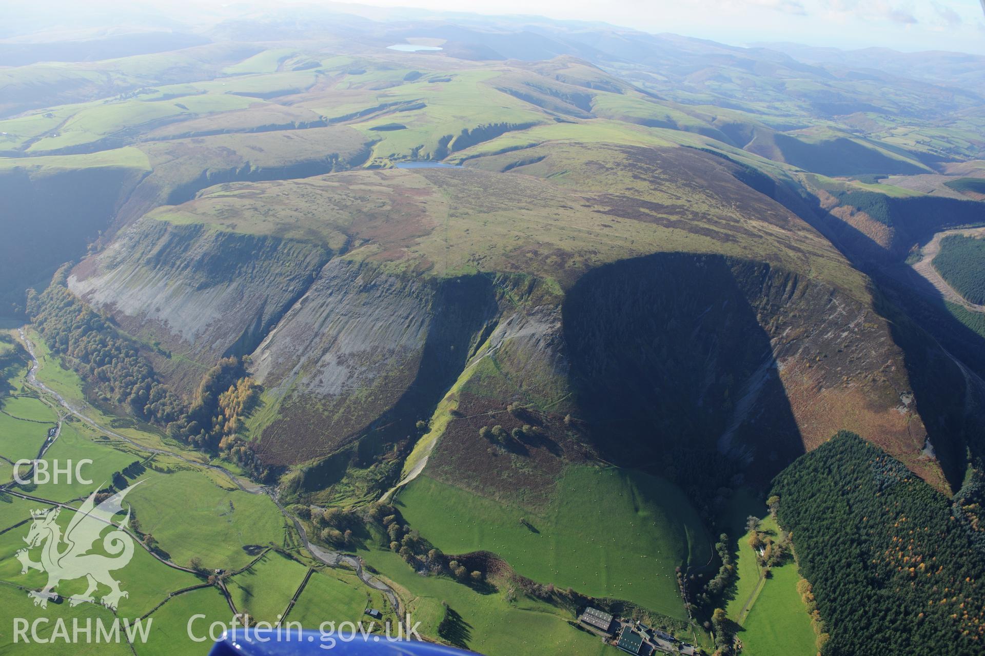 RCAHMW colour oblique photograph of Dylife Gorge, landscape from north-east. Taken by Toby Driver on 05/11/2012.