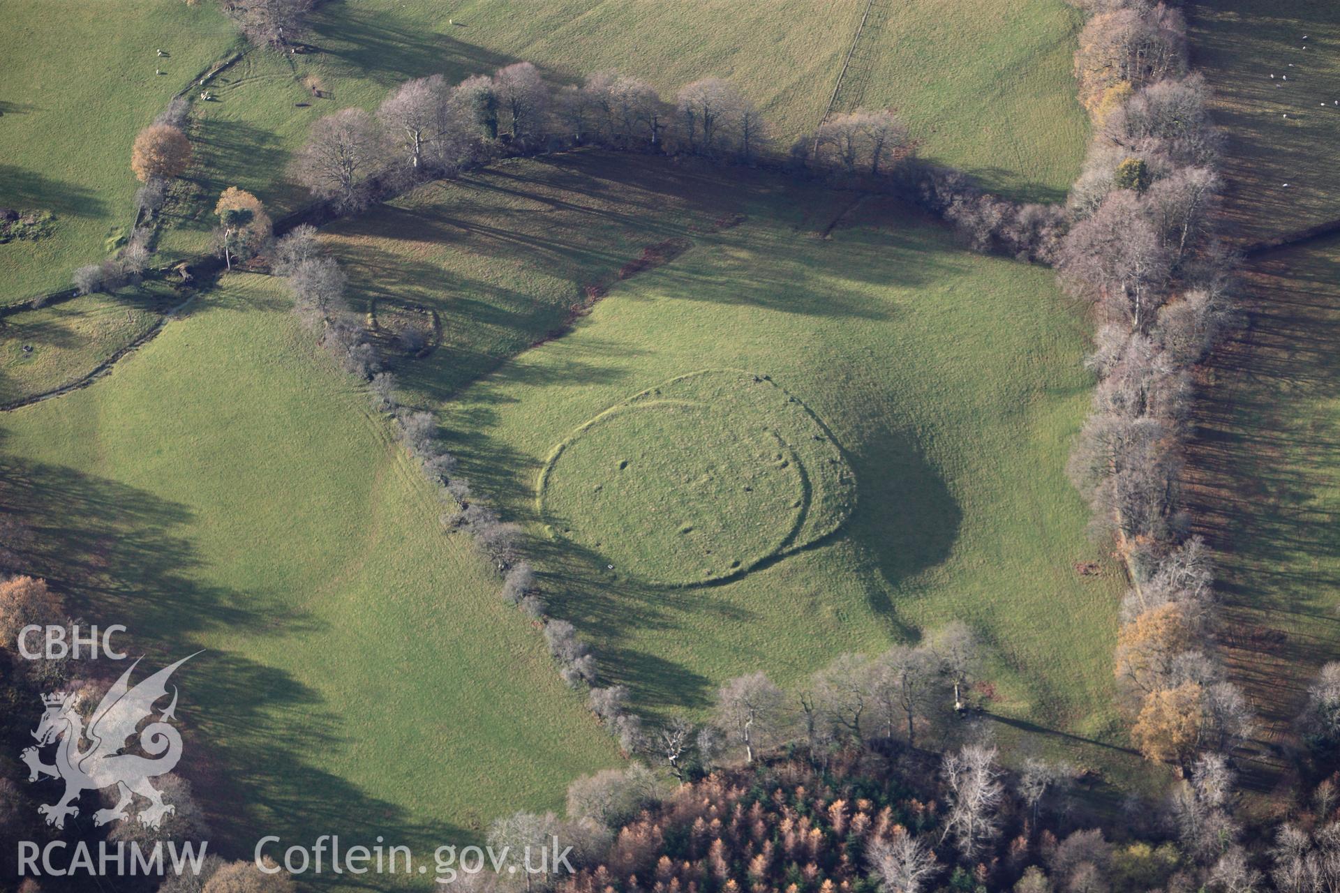 RCAHMW colour oblique photograph of Ffrwdgrech, tree planting ring. Taken by Toby Driver on 23/11/2012.