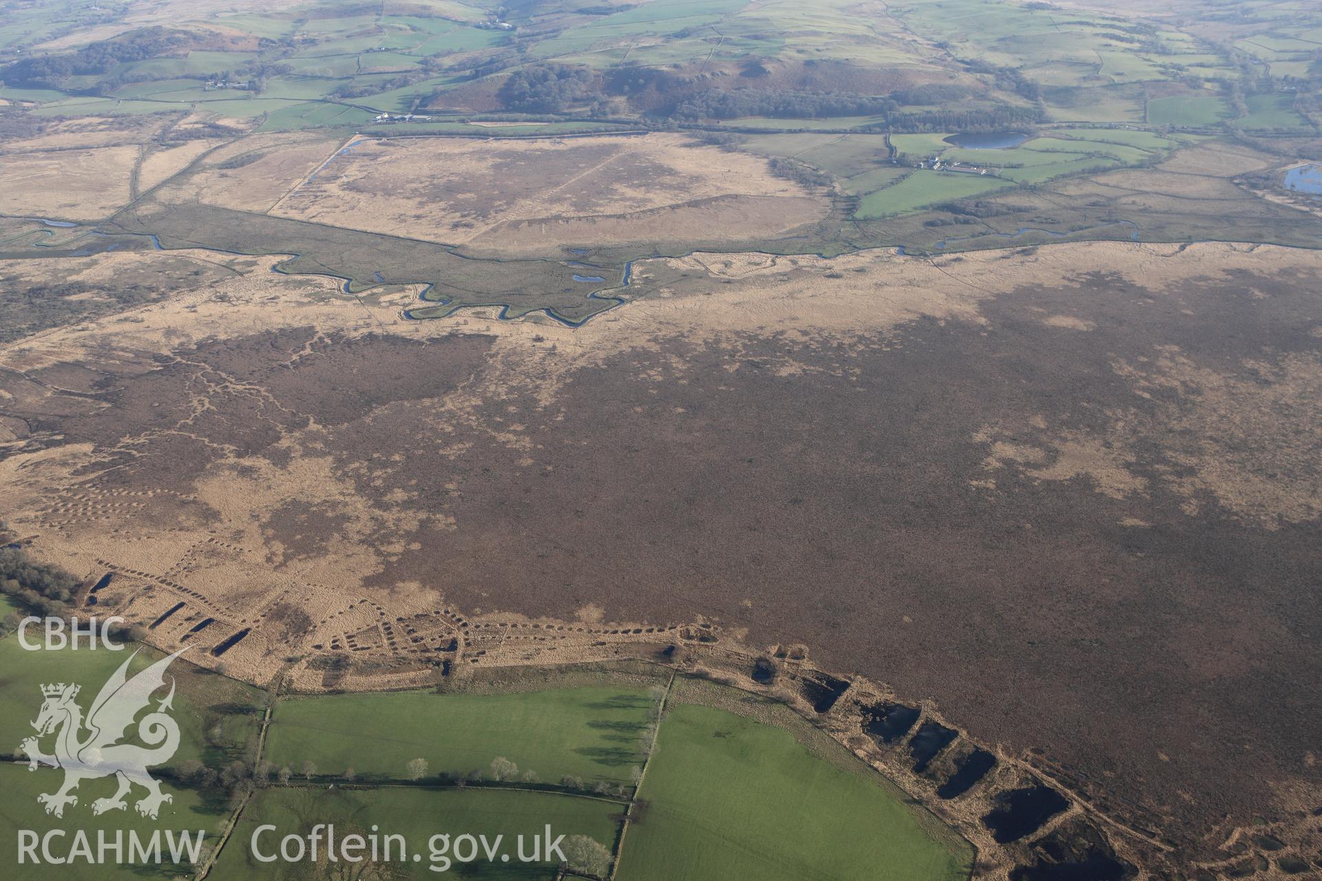 RCAHMW colour oblique photograph of Cors Caron, Tregaron Bog. Taken by Toby Driver on 07/02/2012.