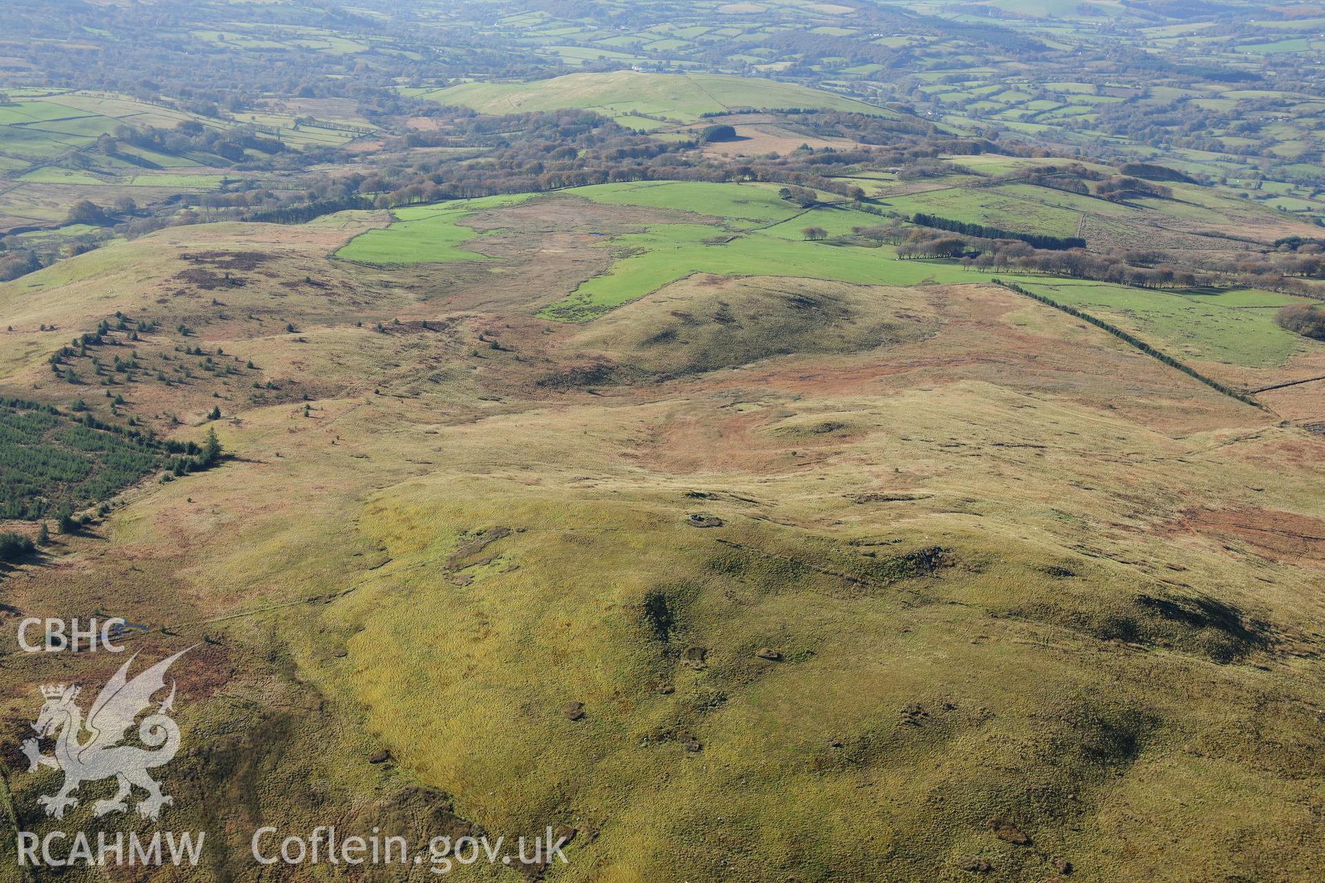 RCAHMW colour oblique photograph of Crug, cairn, in winter landscape. Taken by Toby Driver on 05/11/2012.