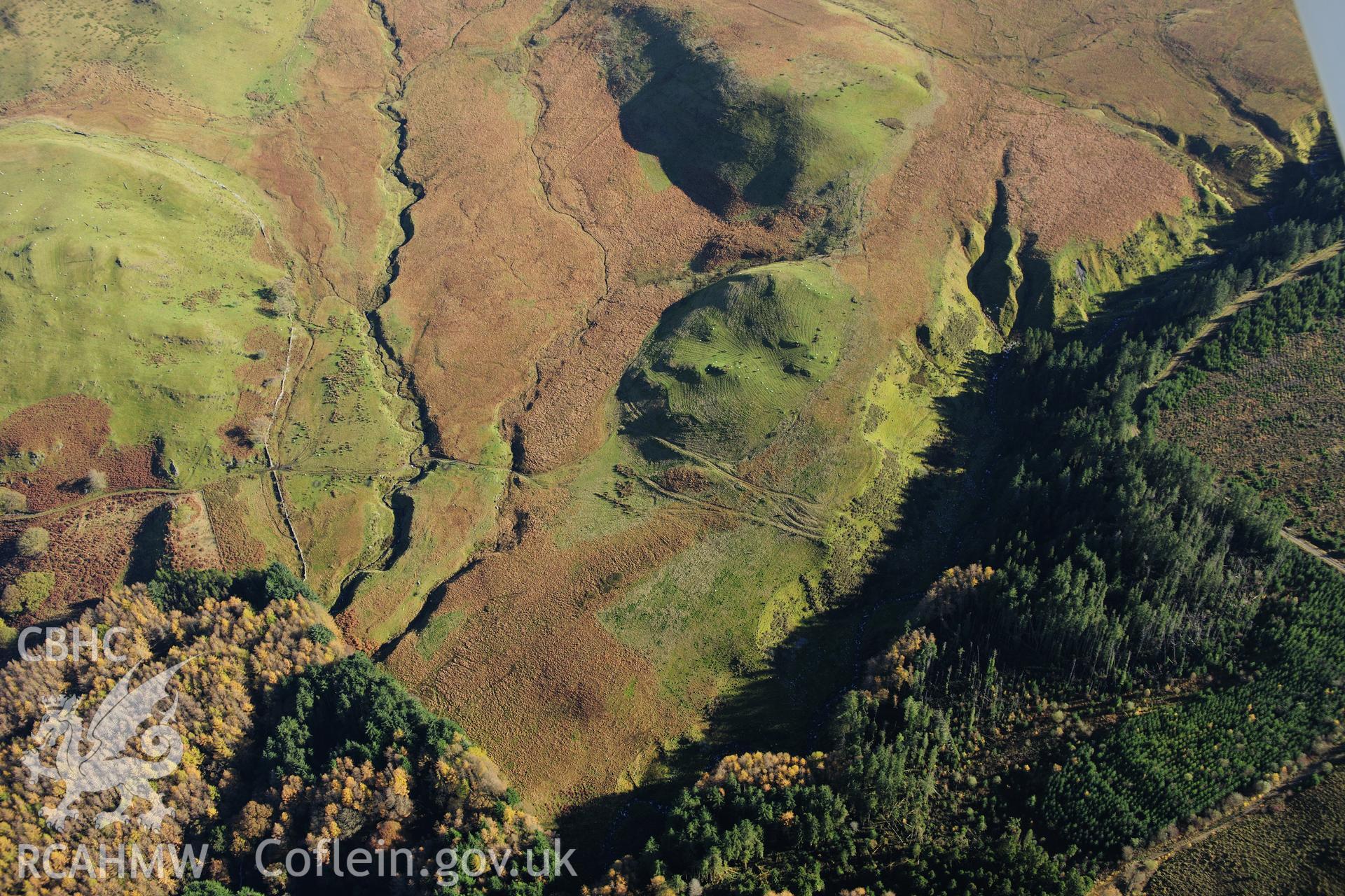 RCAHMW colour oblique photograph of Nant Gau, cultivation ridges showing exceptional preservation. SAM recommendation. Taken by Toby Driver on 05/11/2012.