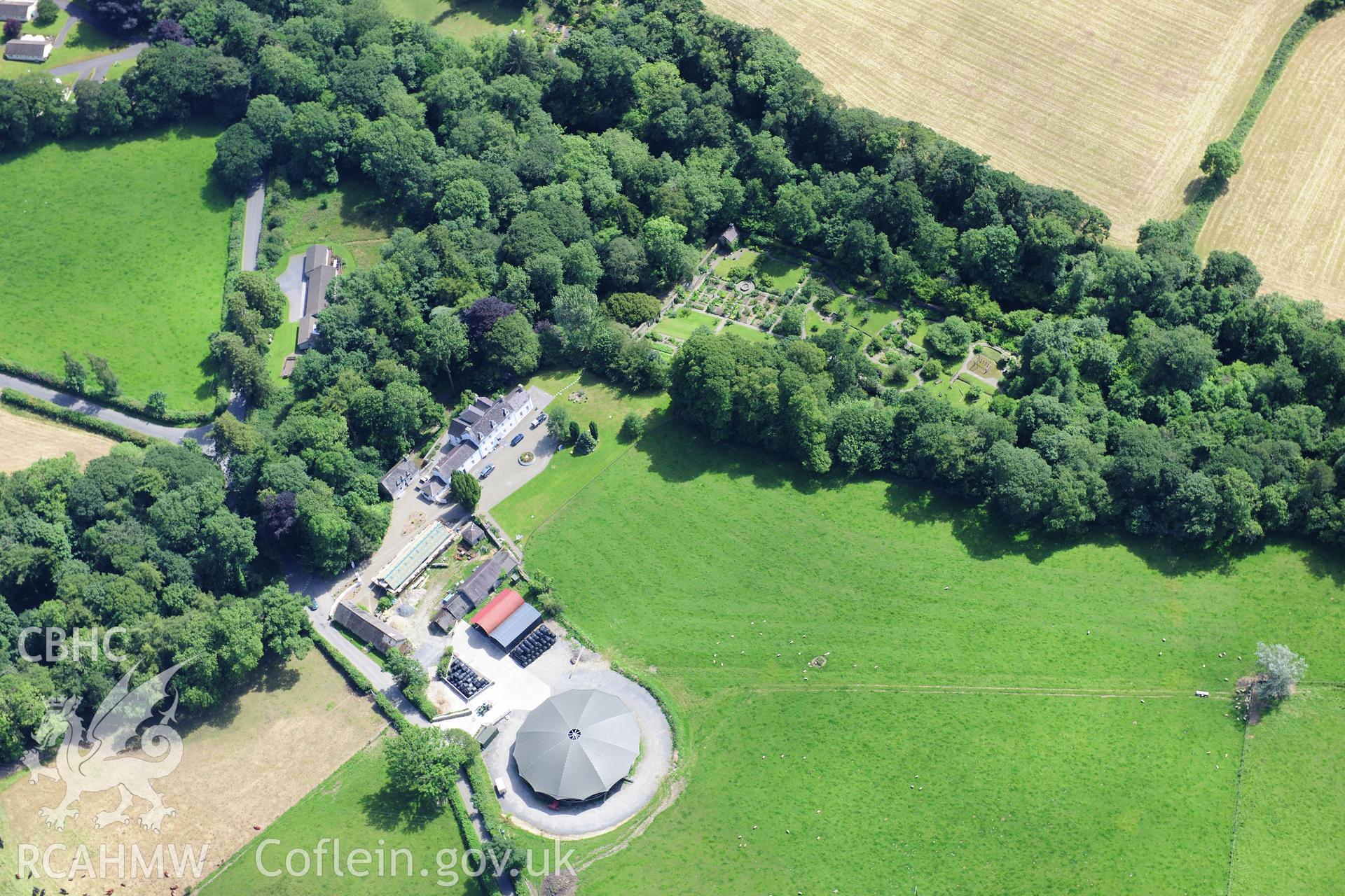 RCAHMW colour oblique photograph of Ty Glyn Stable Range, Ciliau Aeron. Taken by Toby Driver on 27/07/2012.