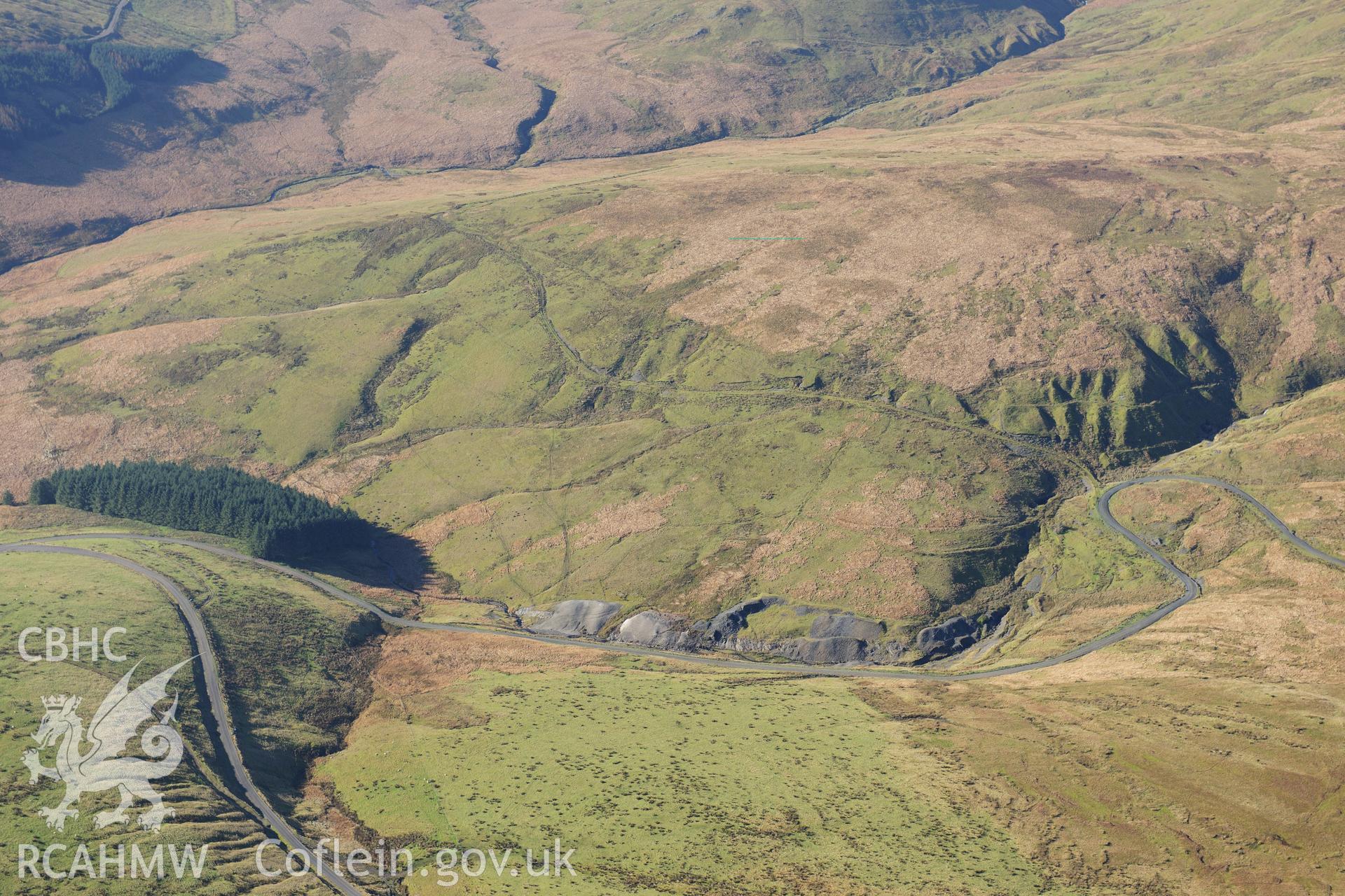 RCAHMW colour oblique photograph of Nant Iago lead mine, view from east. Taken by Toby Driver on 05/11/2012.