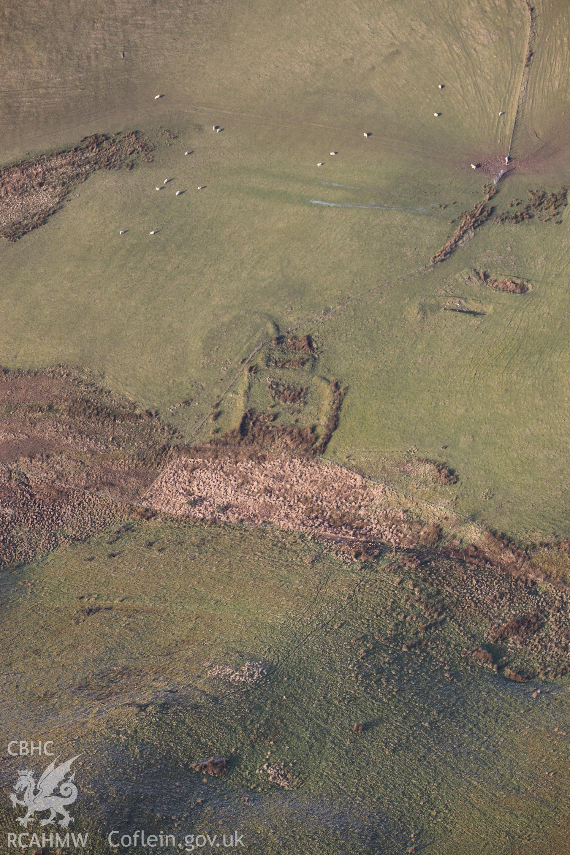 RCAHMW colour oblique photograph of Banc Erw Barfe, Deserted Rural Settlement. Taken by Toby Driver on 07/02/2012.