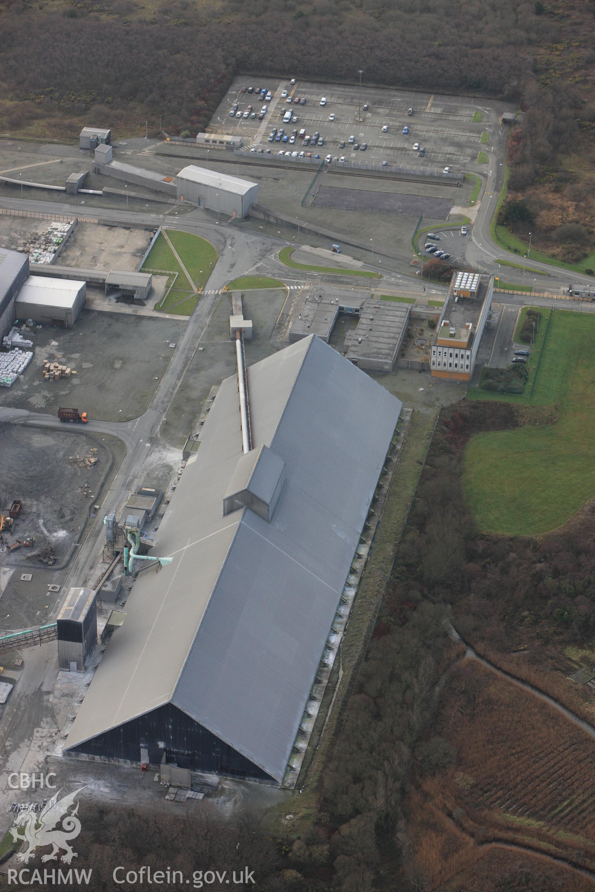 RCAHMW colour oblique photograph of Anglesey Aluminium Smelting Works, aerial survey prior to closure. Taken by Toby Driver on 13/01/2012.