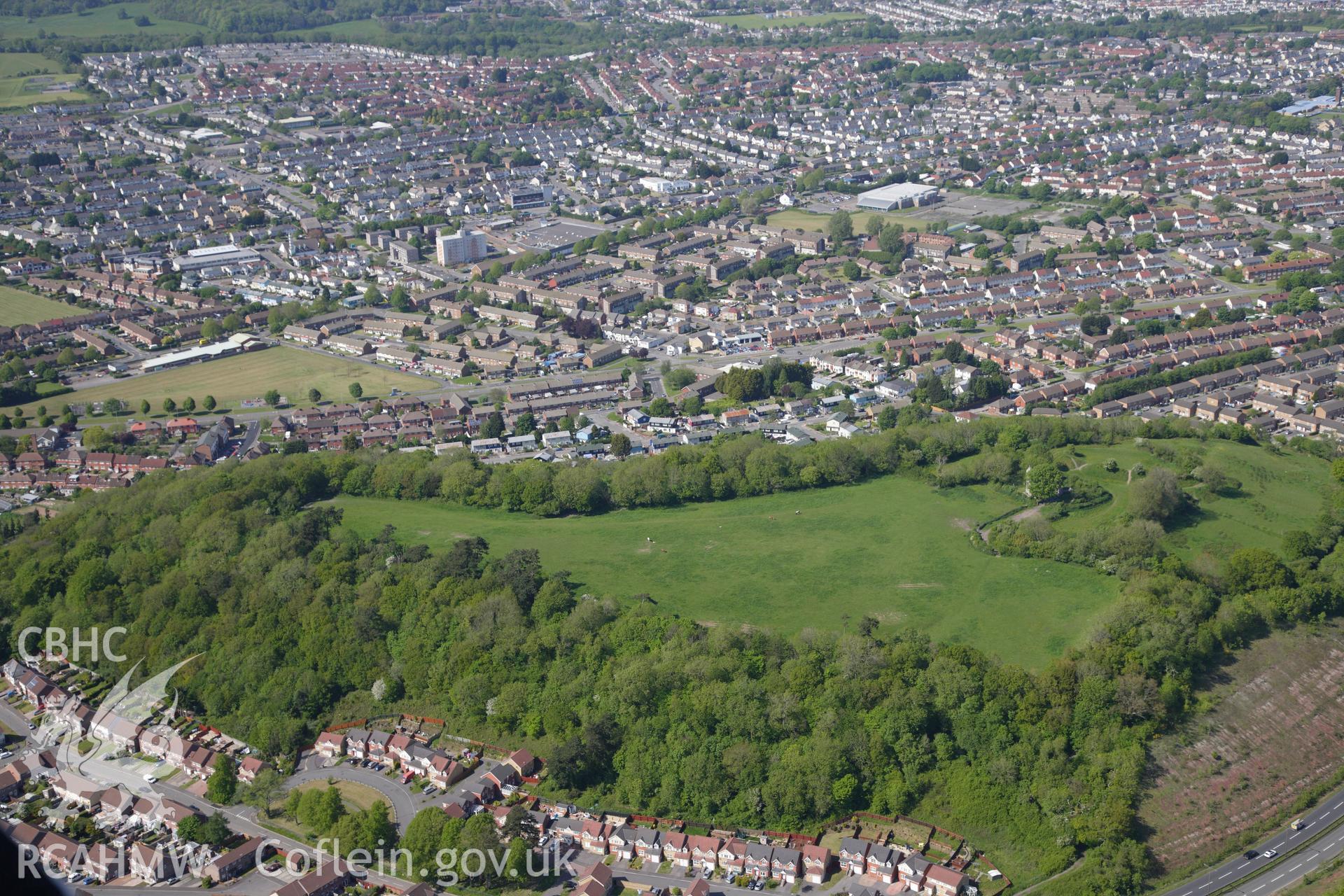 RCAHMW colour oblique photograph of Caerau hillfort, viewed from the south. Taken by Toby Driver on 22/05/2012.