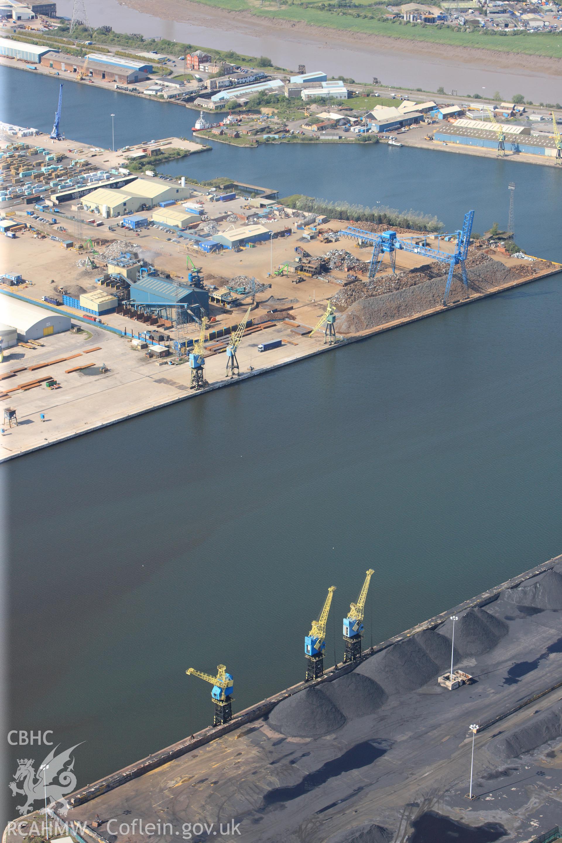 RCAHMW colour oblique photograph of Newport Docks. Taken by Toby Driver on 22/05/2012.