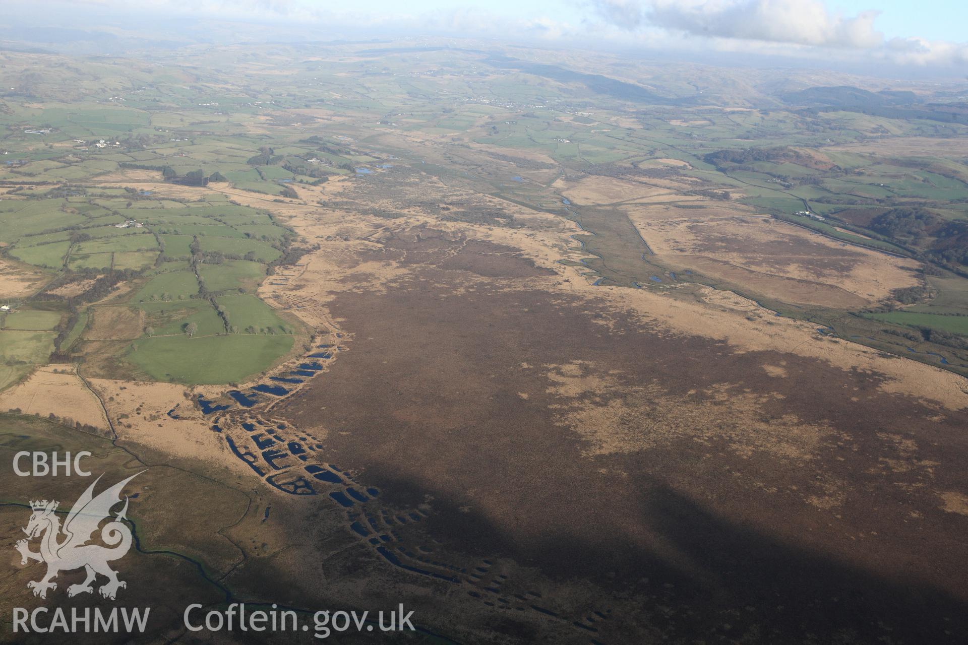 RCAHMW colour oblique photograph of Cors Caron, Tregaron Bog. Taken by Toby Driver on 07/02/2012.
