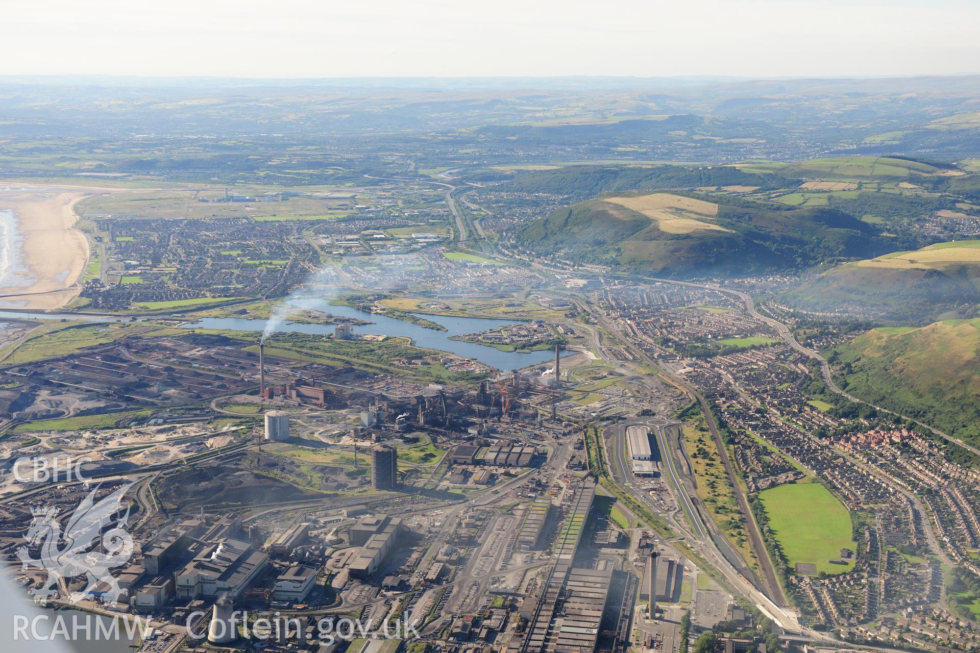 RCAHMW colour oblique photograph of Margam Steelworks. Taken by Toby Driver on 24/07/2012.