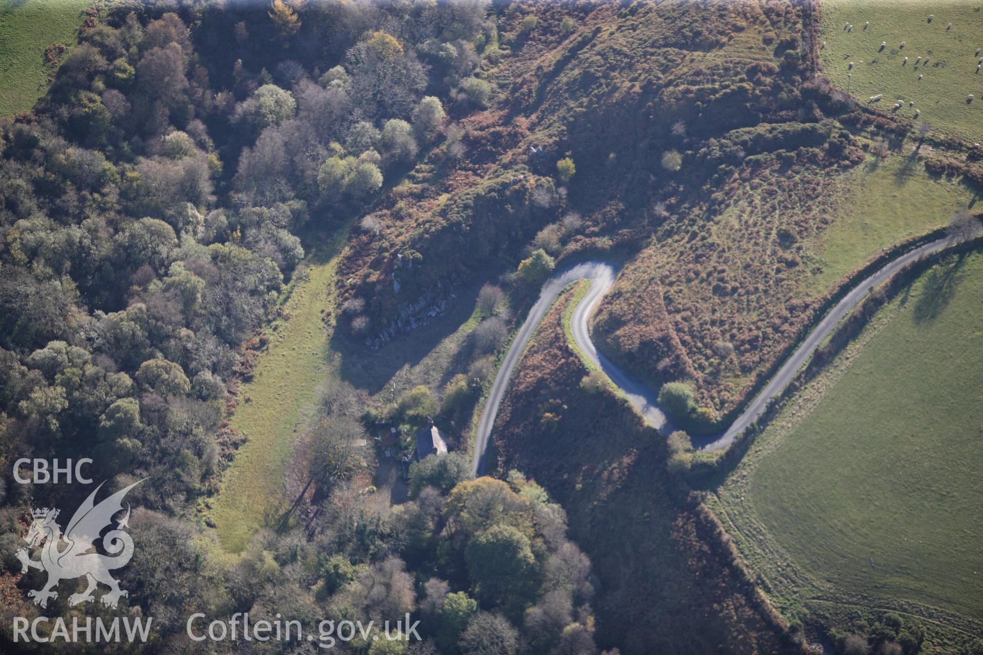 RCAHMW colour oblique photograph of Craig Rhosyfelin, prehistoric quarry. Taken by Toby Driver on 05/11/2012.