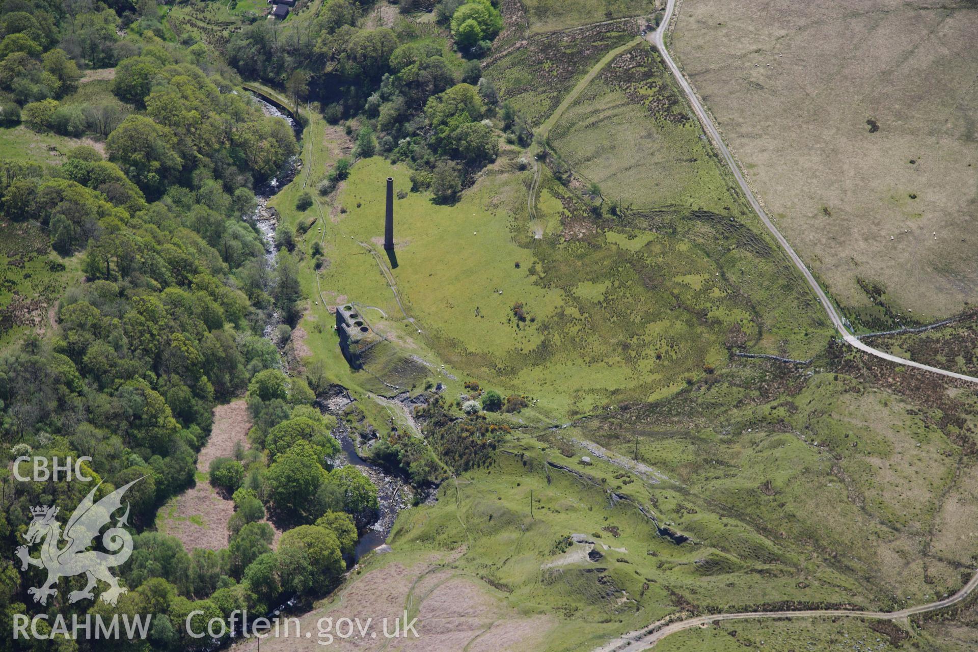 RCAHMW colour oblique photograph of Henllys Vale coal mine and quarry. Taken by Toby Driver on 22/05/2012.