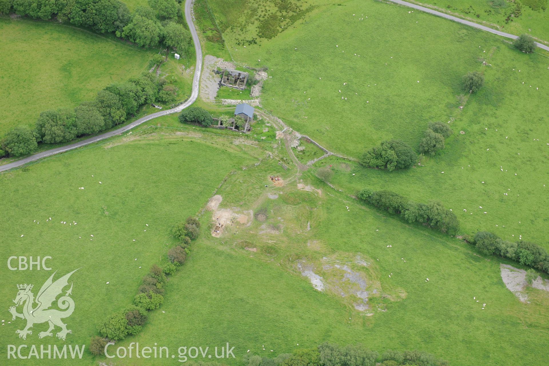 RCAHMW colour oblique photograph of Florida Mine, excavations in progress. Taken by Toby Driver on 19/06/2012.