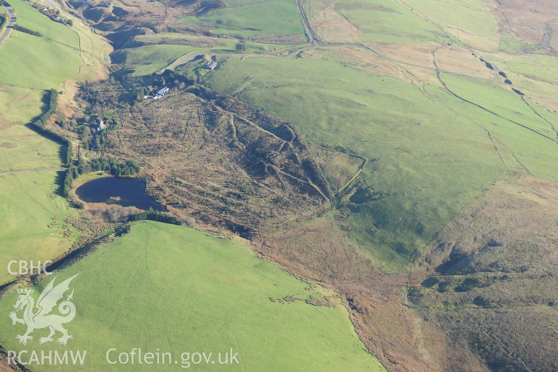RCAHMW colour oblique photograph of Pwll Rhydyporthmyn, reservoir. Taken by Toby Driver on 05/11/2012.