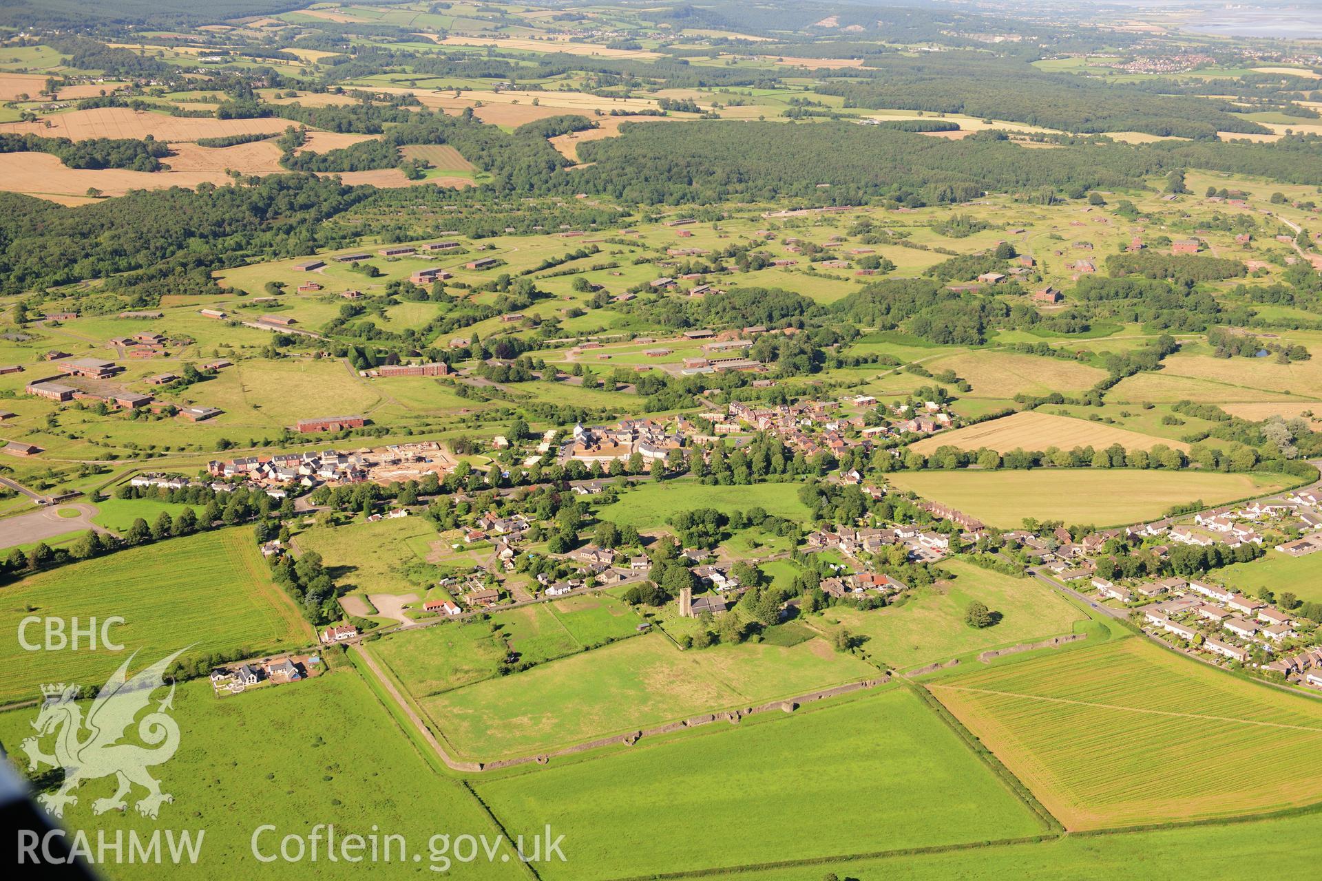 RCAHMW colour oblique photograph of Caerwent Roman town, landscape view from southwest. Taken by Toby Driver on 24/07/2012.