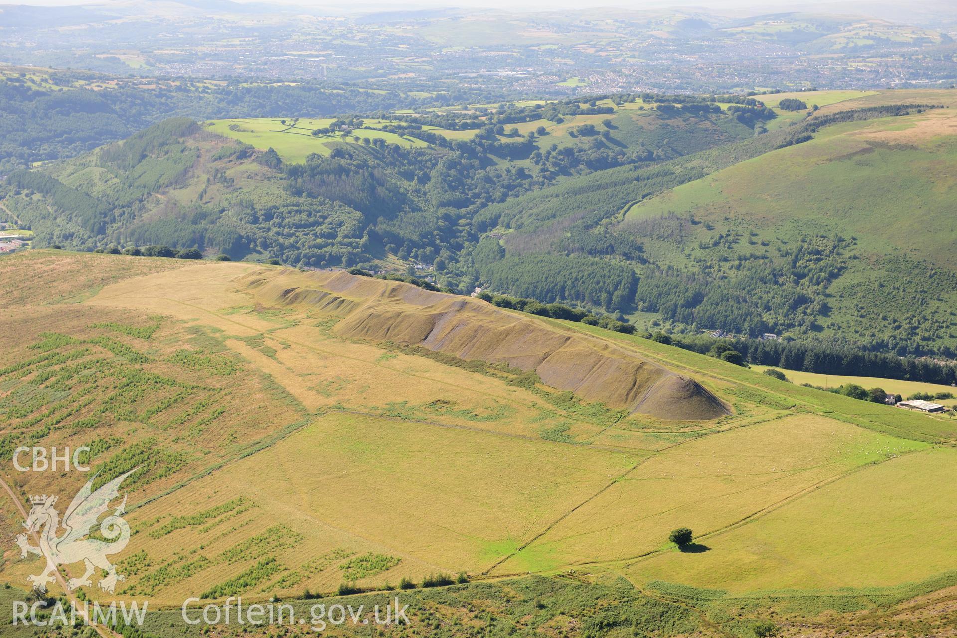 RCAHMW colour oblique photograph of Mynydd Machen, colliery spoil tip. Taken by Toby Driver on 24/07/2012.