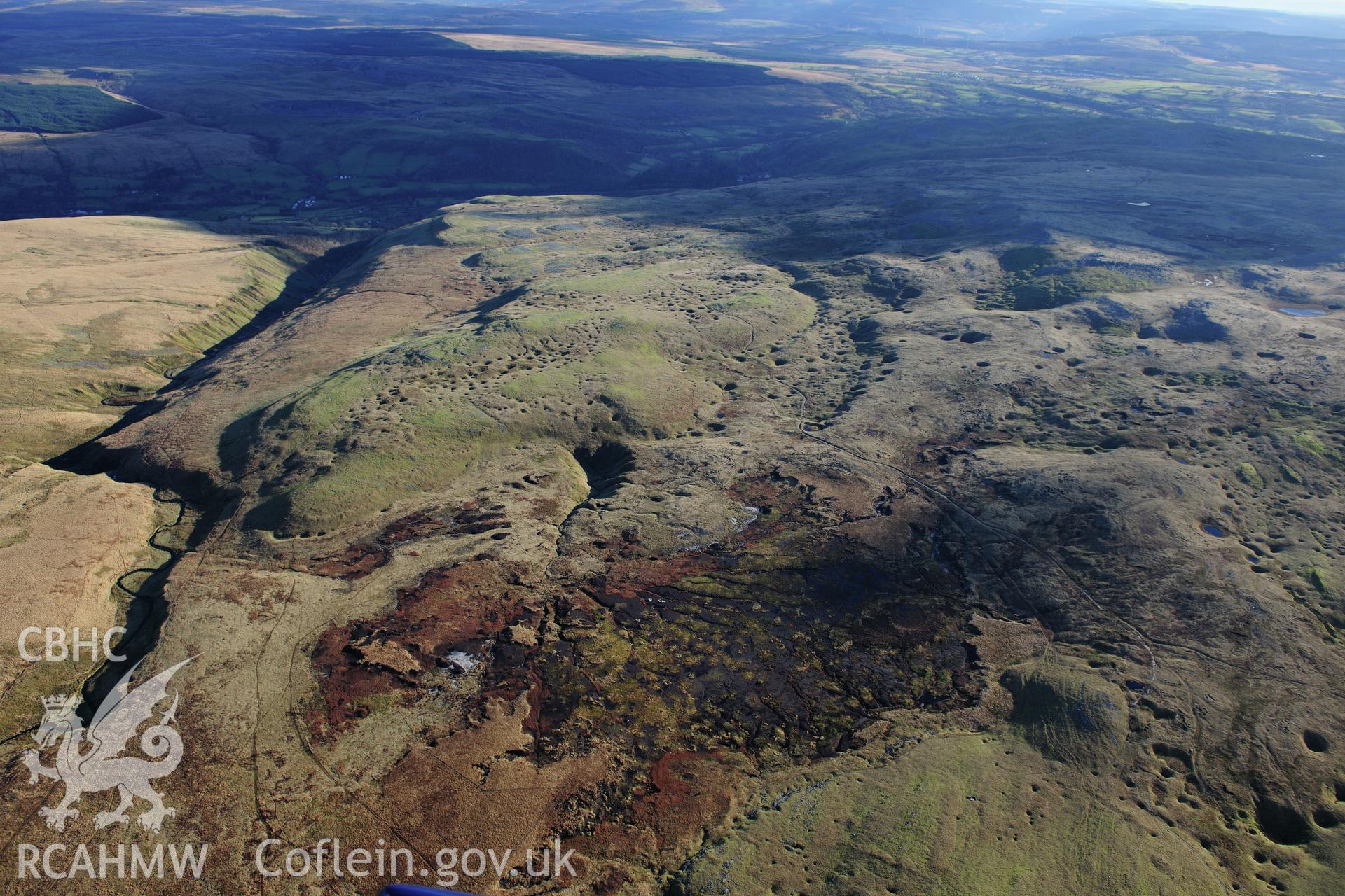 RCAHMW colour oblique photograph of Waun Fignen Felen, peat bog. Taken by Toby Driver on 28/11/2012.