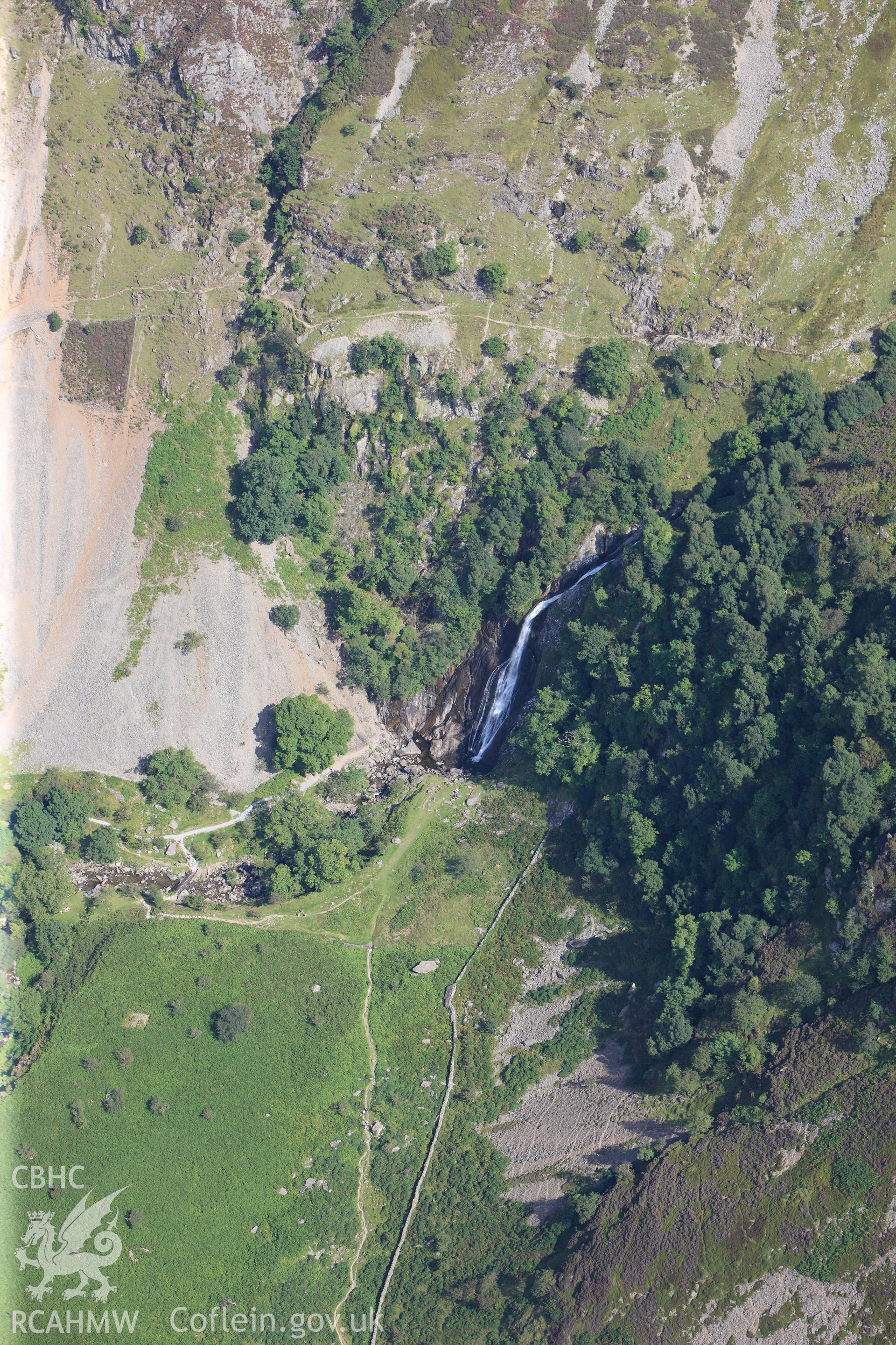RCAHMW colour oblique photograph of Aber Falls. Taken by Toby Driver on 10/08/2012.