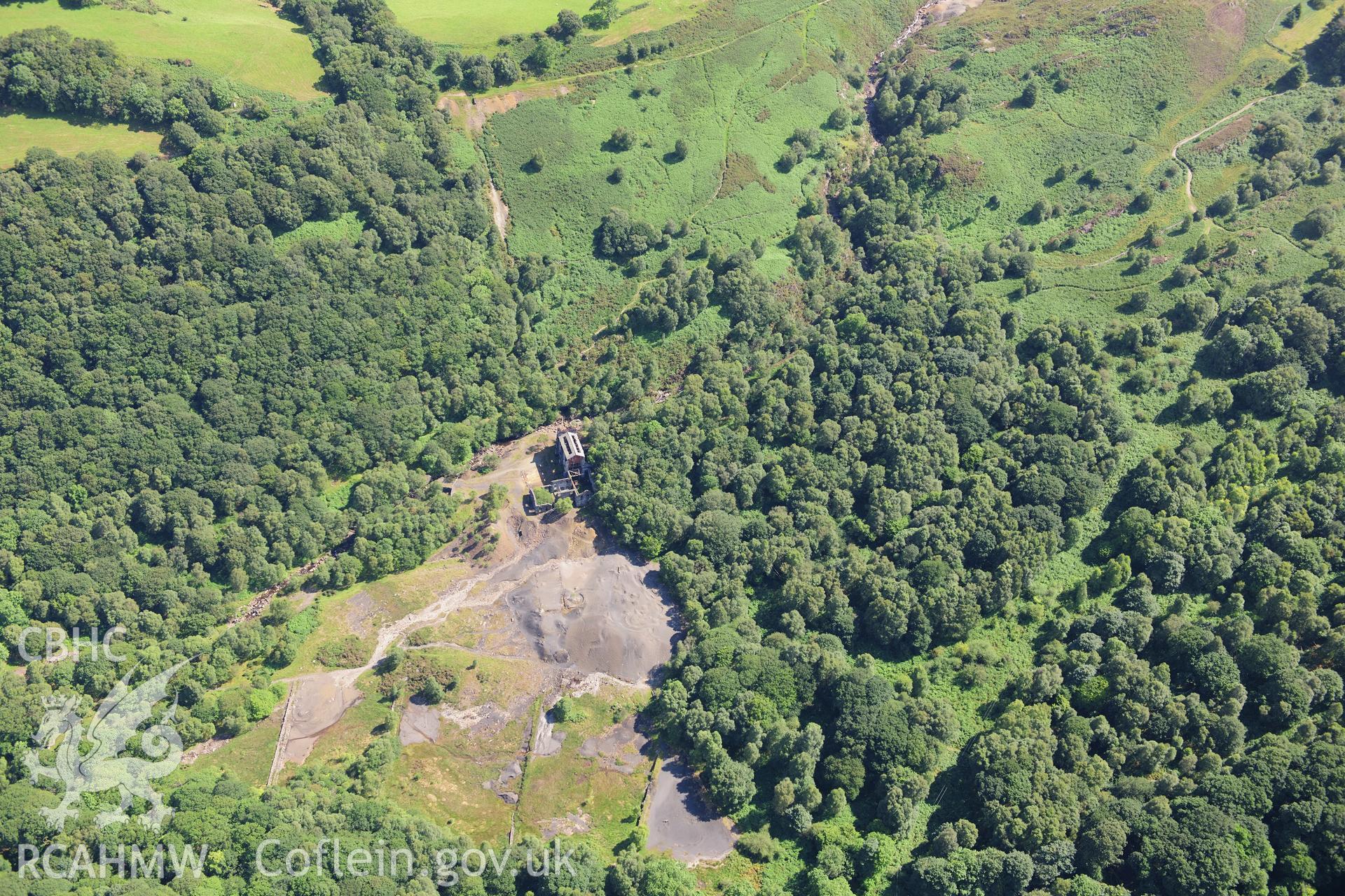 RCAHMW colour oblique photograph of Klondyke lead mine, viewed from the north-west. Taken by Toby Driver on 10/08/2012.