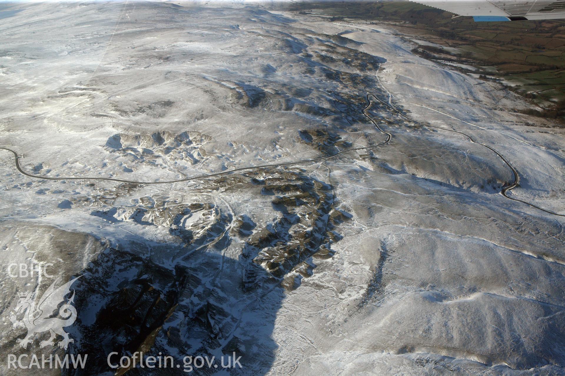 RCAHMW colour oblique photograph of Pant-Y-Drefnewydd Limeworking Complex. Taken by Toby Driver on 02/02/2012.