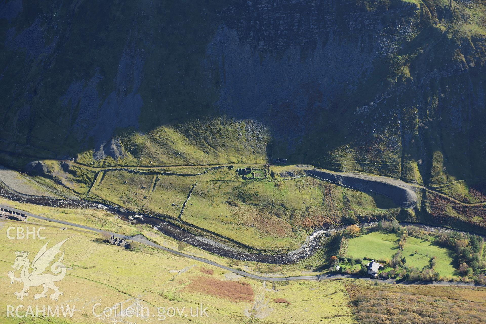 RCAHMW colour oblique photograph of Hen Barc, Cwmystwyth, settlement. Taken by Toby Driver on 05/11/2012.