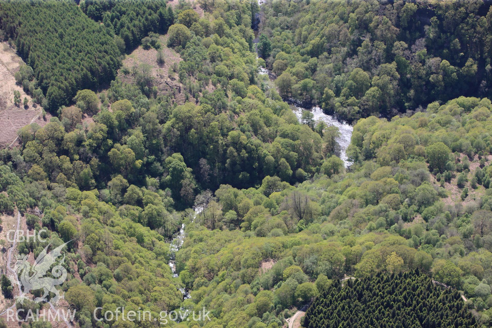 RCAHMW colour oblique photograph of Afon Hepste and Welsh 'Rainforest' west of Sgwd yr Eira waterfall. Taken by Toby Driver on 22/05/2012.