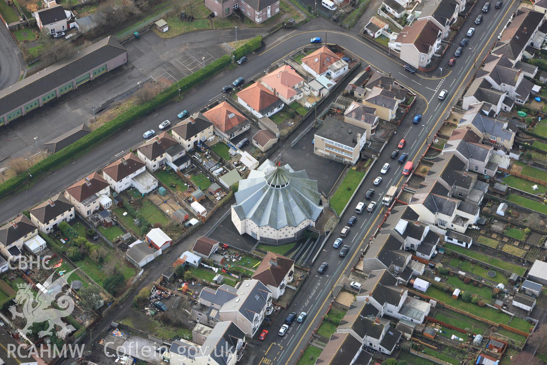 RCAHMW colour oblique photograph of Blessed Sacrament, Gorseinon. Taken by Toby Driver on 27/01/2012.