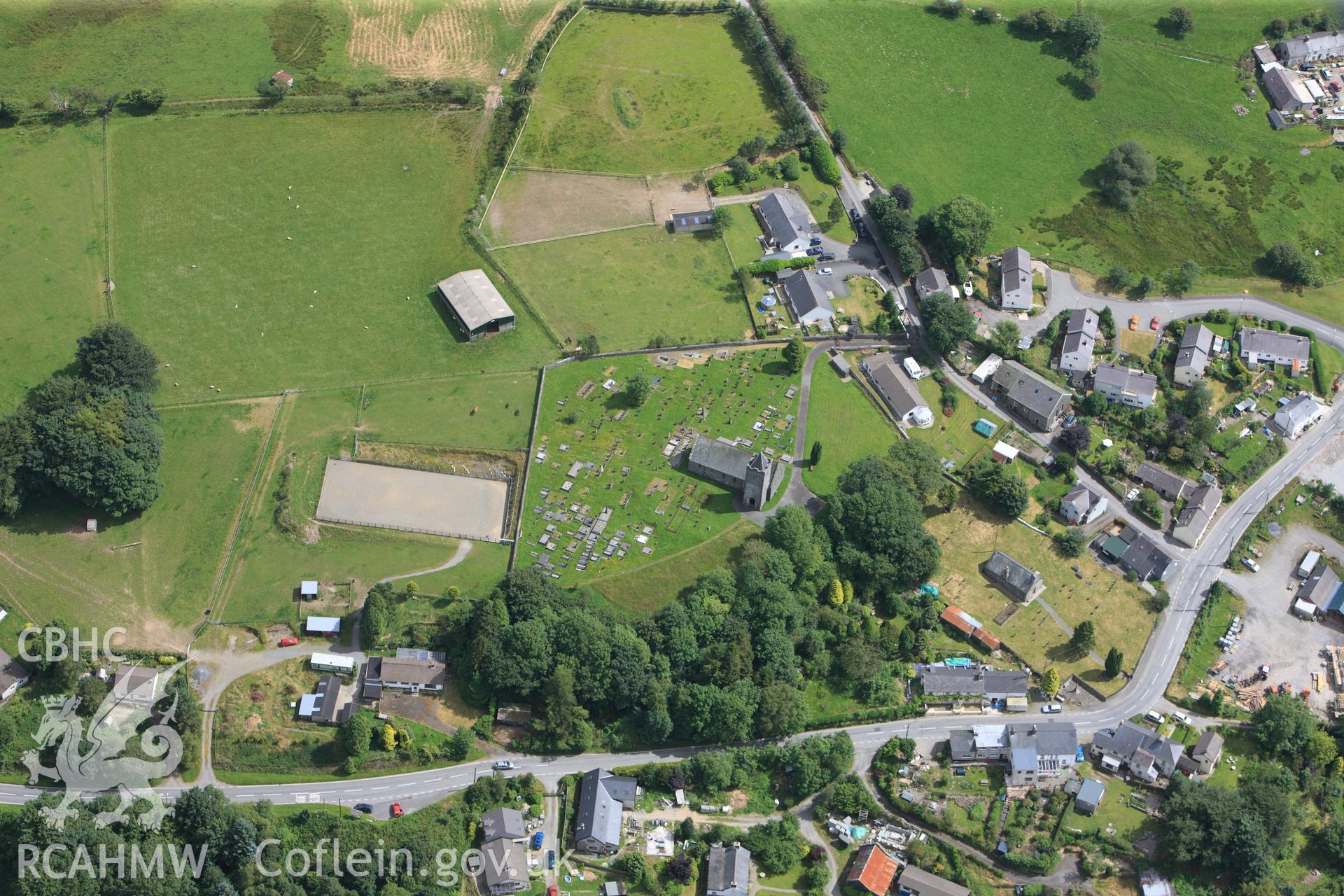 RCAHMW colour oblique photograph of St John the Baptist's Church, Ysbyty Ystwyth. Taken by Toby Driver on 27/07/2012.