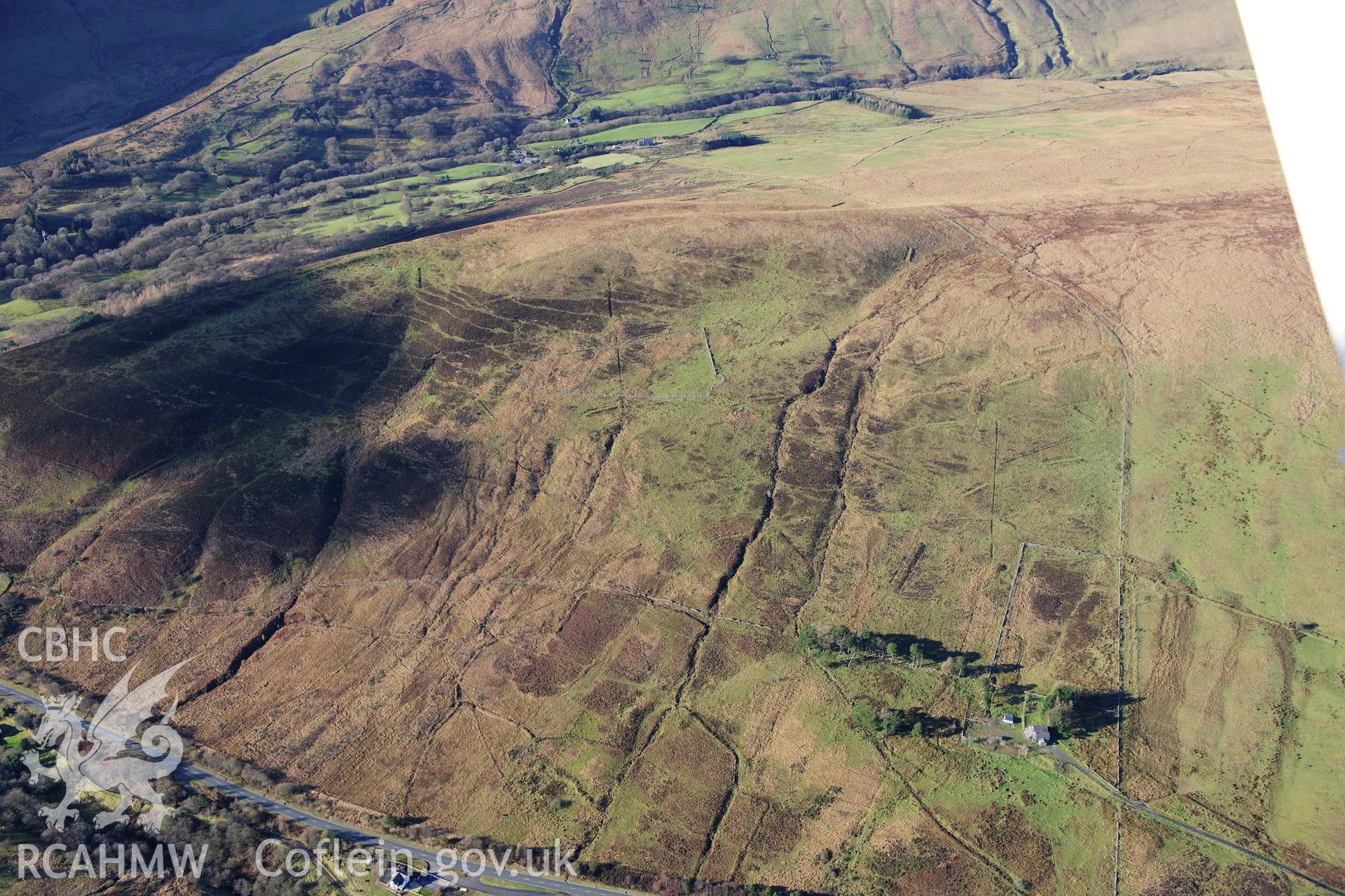 RCAHMW colour oblique photograph of Cefn Cul Rabbit Farm, Glyntawe. Taken by Toby Driver on 28/11/2012.