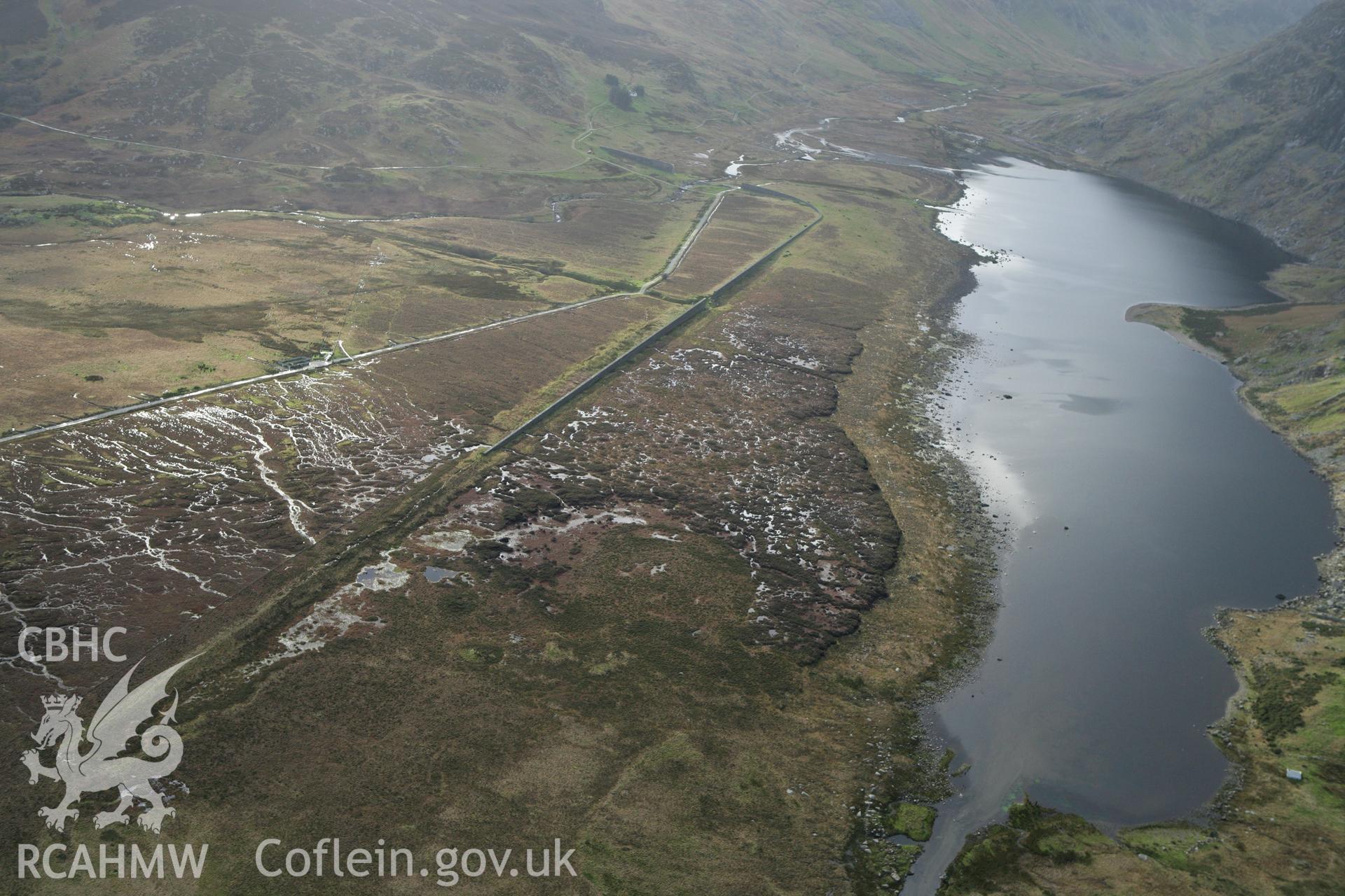 RCAHMW colour oblique photograph of Llyn Eigiau, reservoir, view from north-east. Taken by Toby Driver on 13/01/2012.